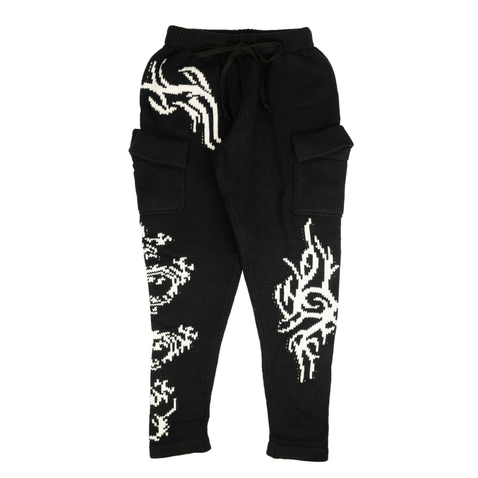 image of Siberia Hills Black Heavy Tribal Knit Sweatpants Size L, Men's