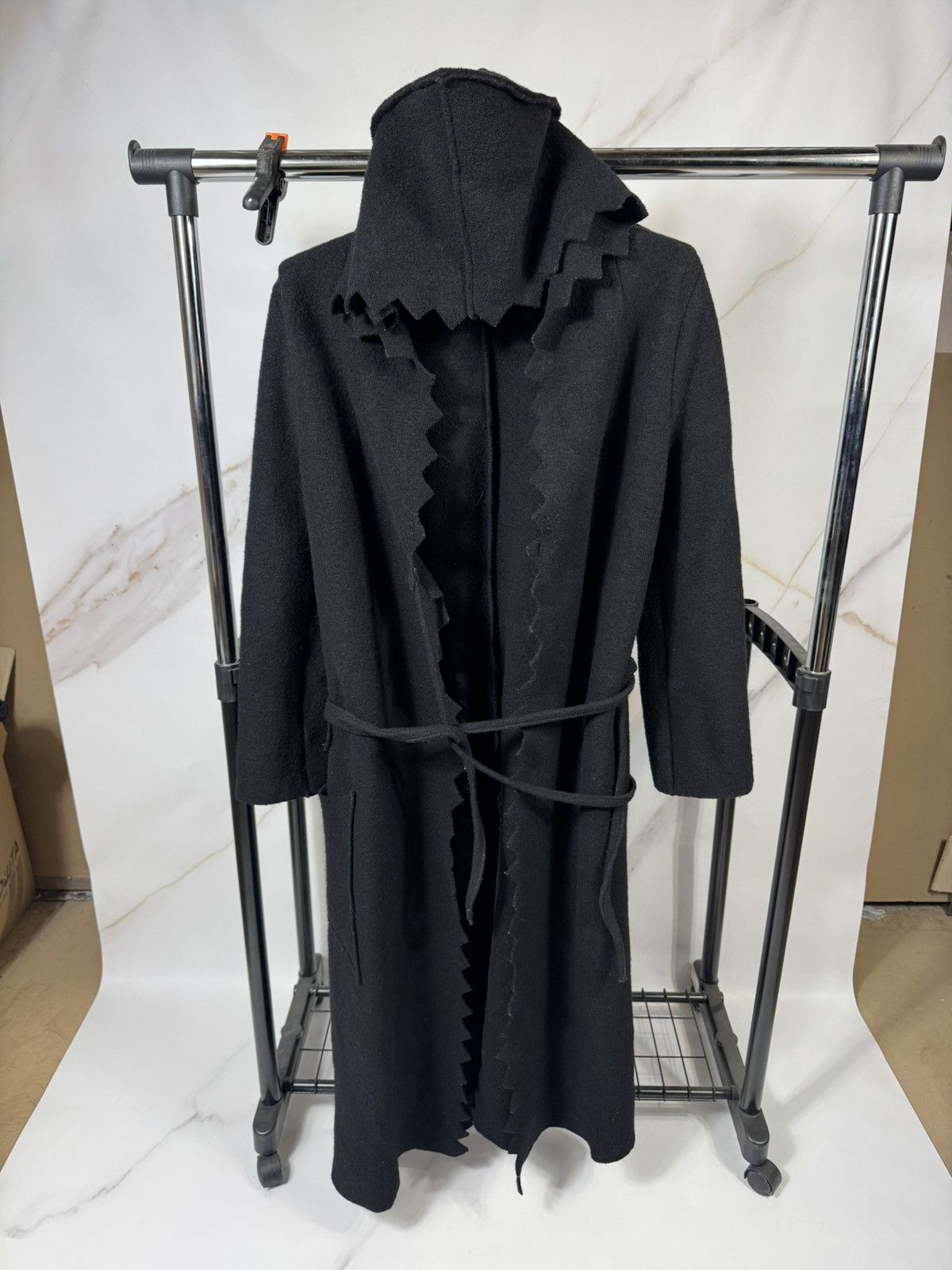 Cop Copine Cop.Copine Belted Hooded Cardigan Coat Wool Zigzag Trim Size M / US 6-8 / IT 42-44 - 1 Thumbnail