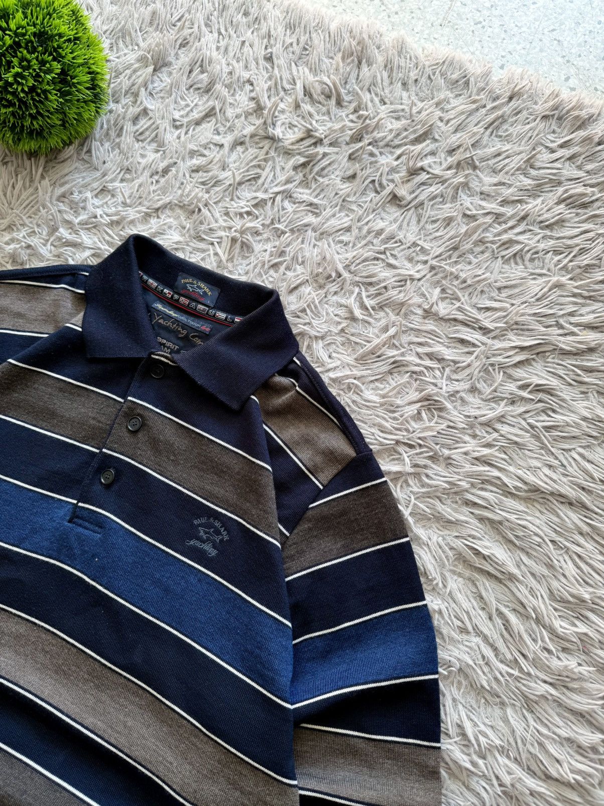 Paul & Shark 00s Paul & Shark Yachting Striped Knit Polo Sweater Casuals Size US L / EU 52-54 / 3 - 4 Thumbnail