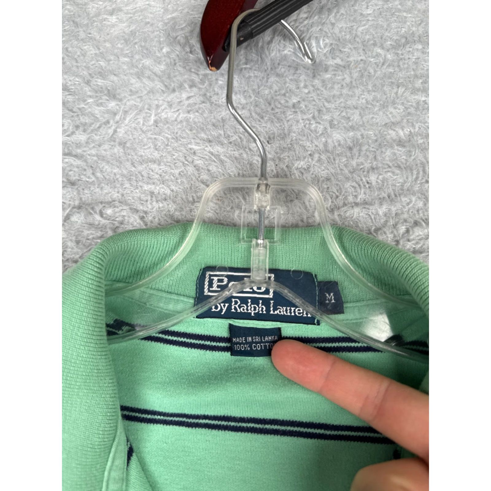 Ralph Lauren VINTAGE Ralph Lauren Polo Shirt Adult Medium Green Stripe 100% Cotton Jersey Short Sleeve Mens Polo Shirt, Green, Striped, 90s Theme Size US M / EU 48-50 / 2 - 7 Thumbnail