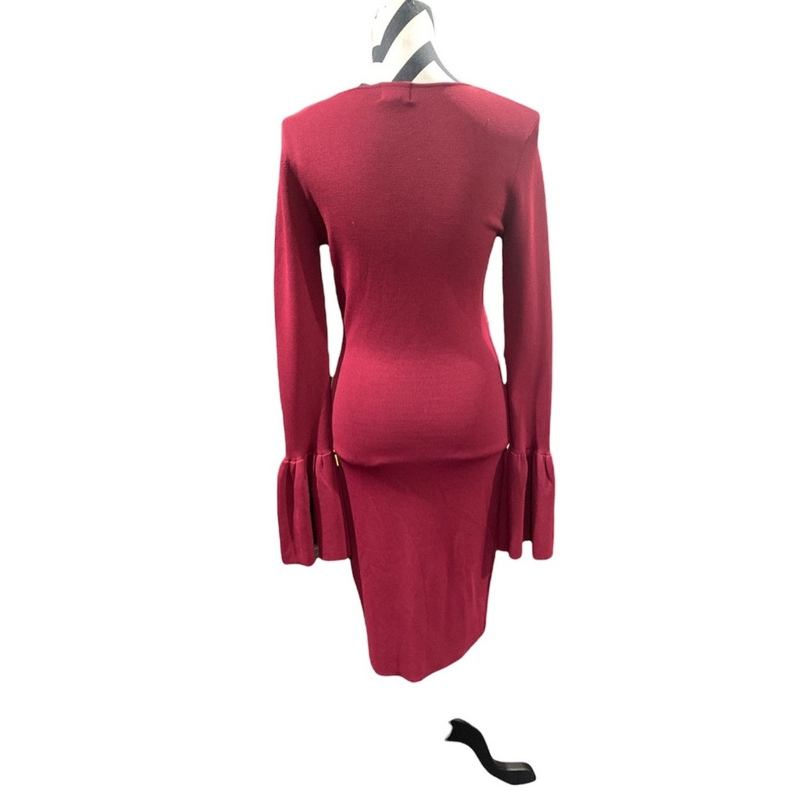 Other Bardot Arabella Knit Sheath Dress Bell Cuff L Burgendy Size L / US 10 / IT 46 - 4 Thumbnail