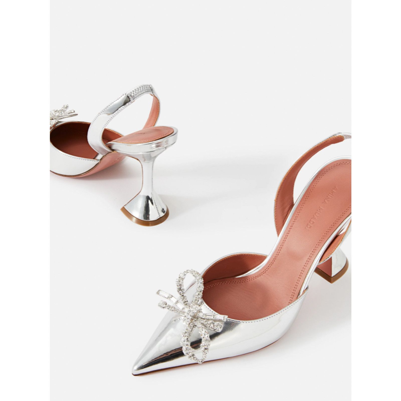 Amina Muaddi Rosie Sling 95 Bow Slingback Sandal Heel Pump 37.5 Size US 7.5 / IT 37.5 - 5 Thumbnail