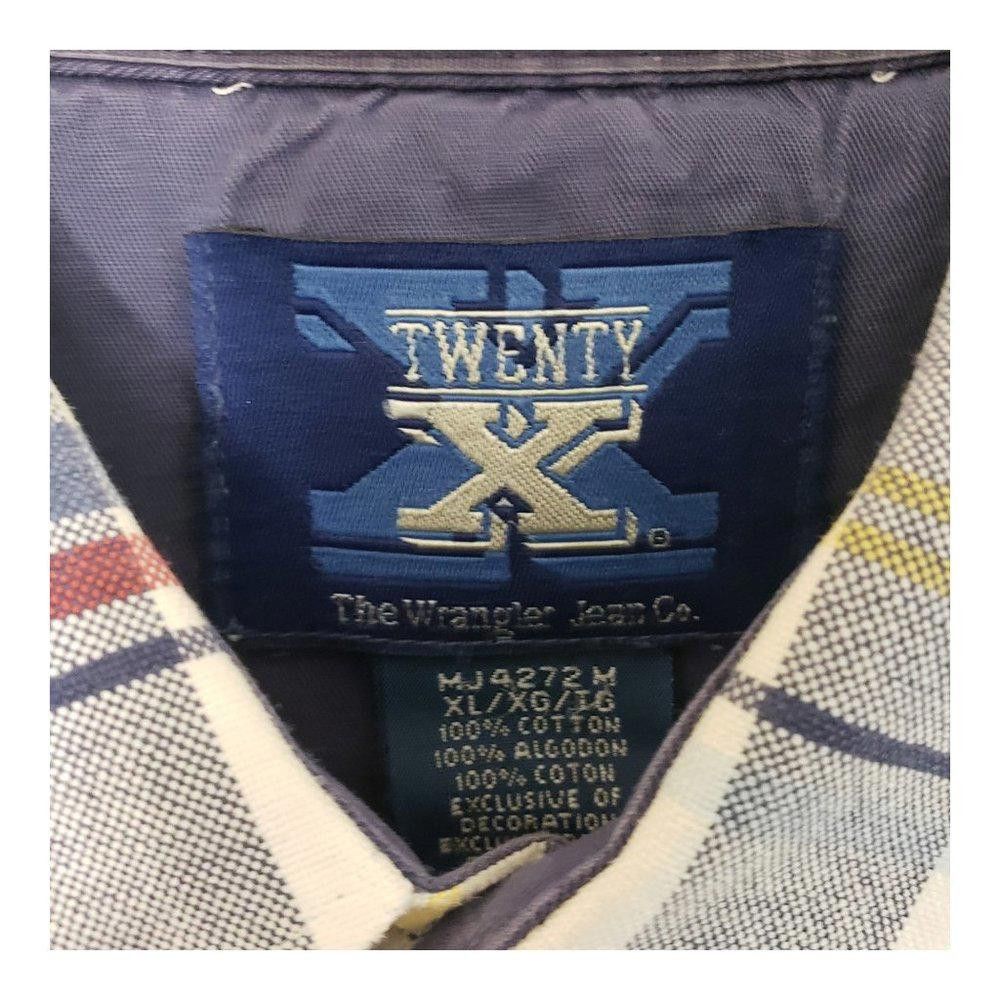 Wrangler CT462 Wrangler Men's Plaid Dress Shirt Blue & White XL Size 44R - 2 Thumbnail