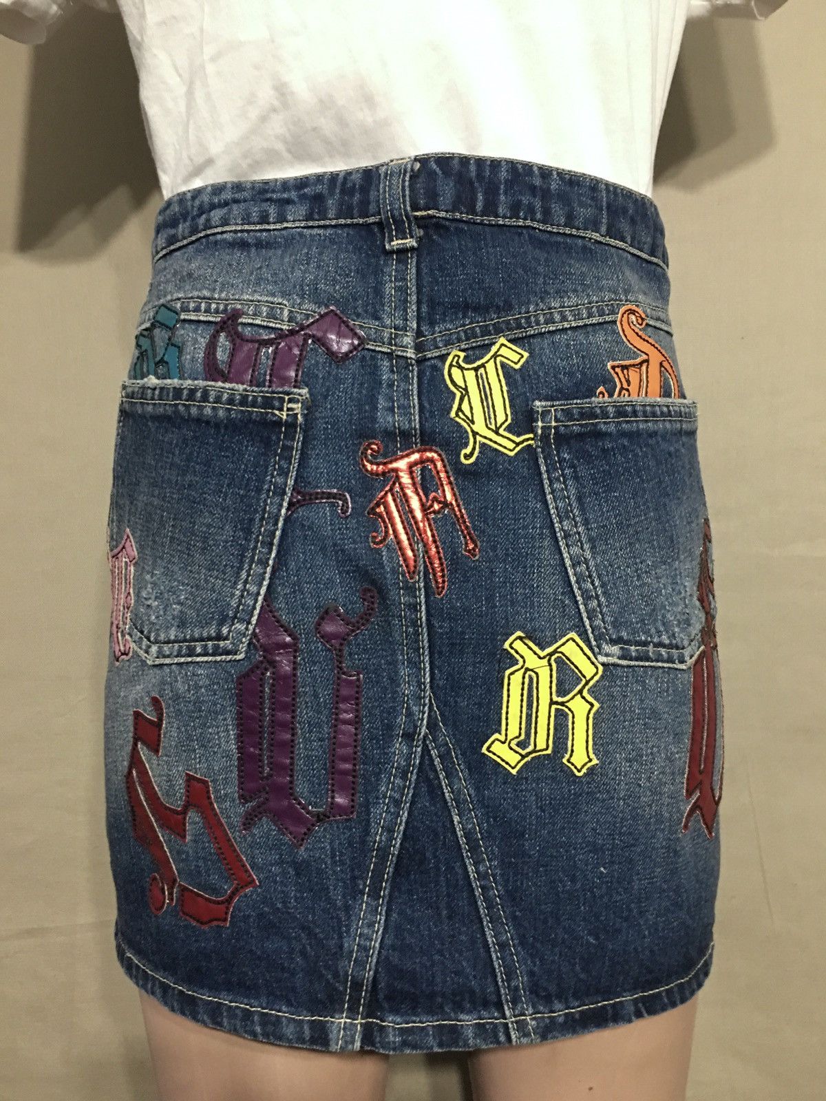Versace × Versace Jeans Couture VERSACE Jeans Couture Denim Blue Designer Mini Skirt Size 32" / US 10 / IT 46 - 2 Thumbnail