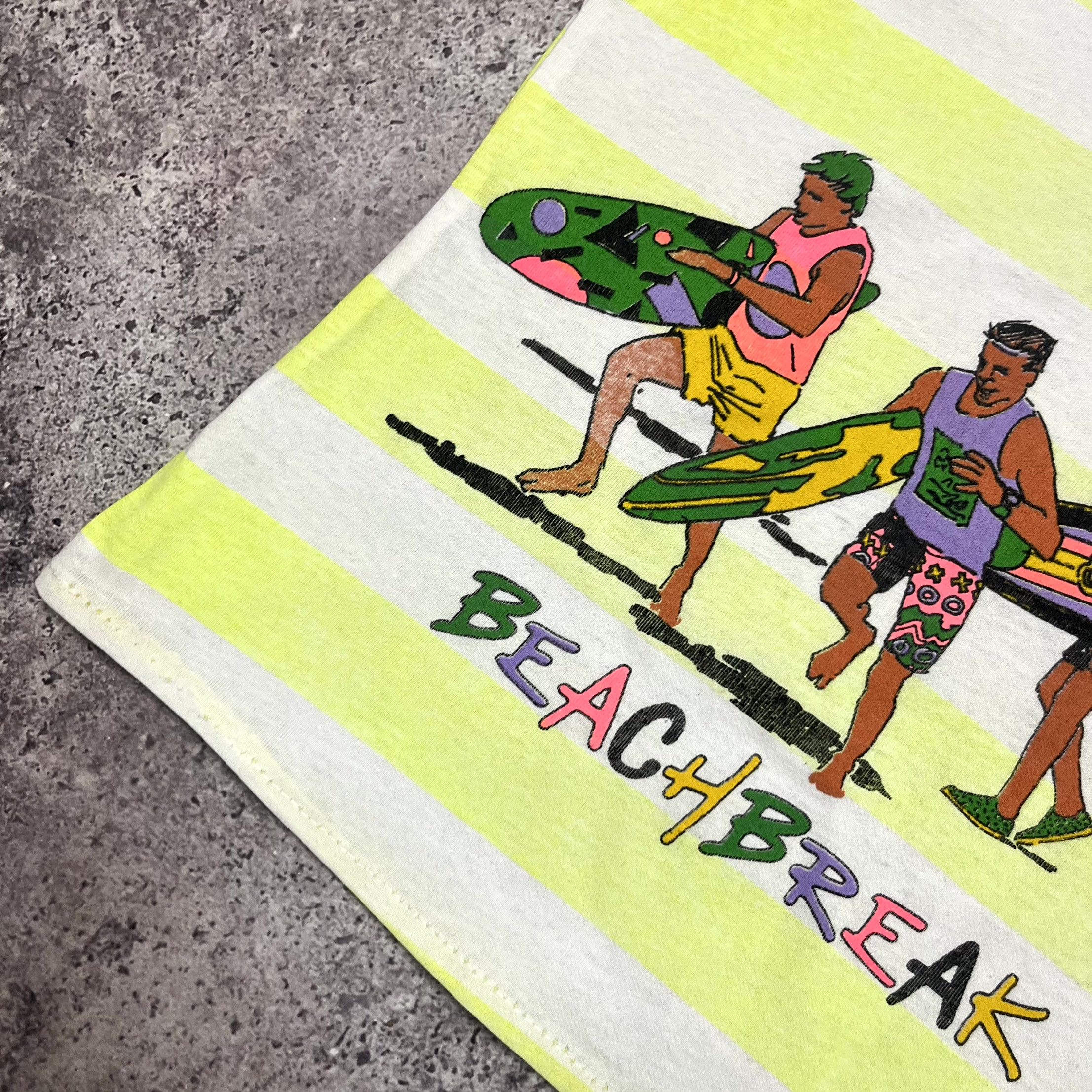 Other Striped Crop Tank Top “BEACH BREAK SURF” Neon Yellow Size S / US 4 / IT 40 - 3 Thumbnail