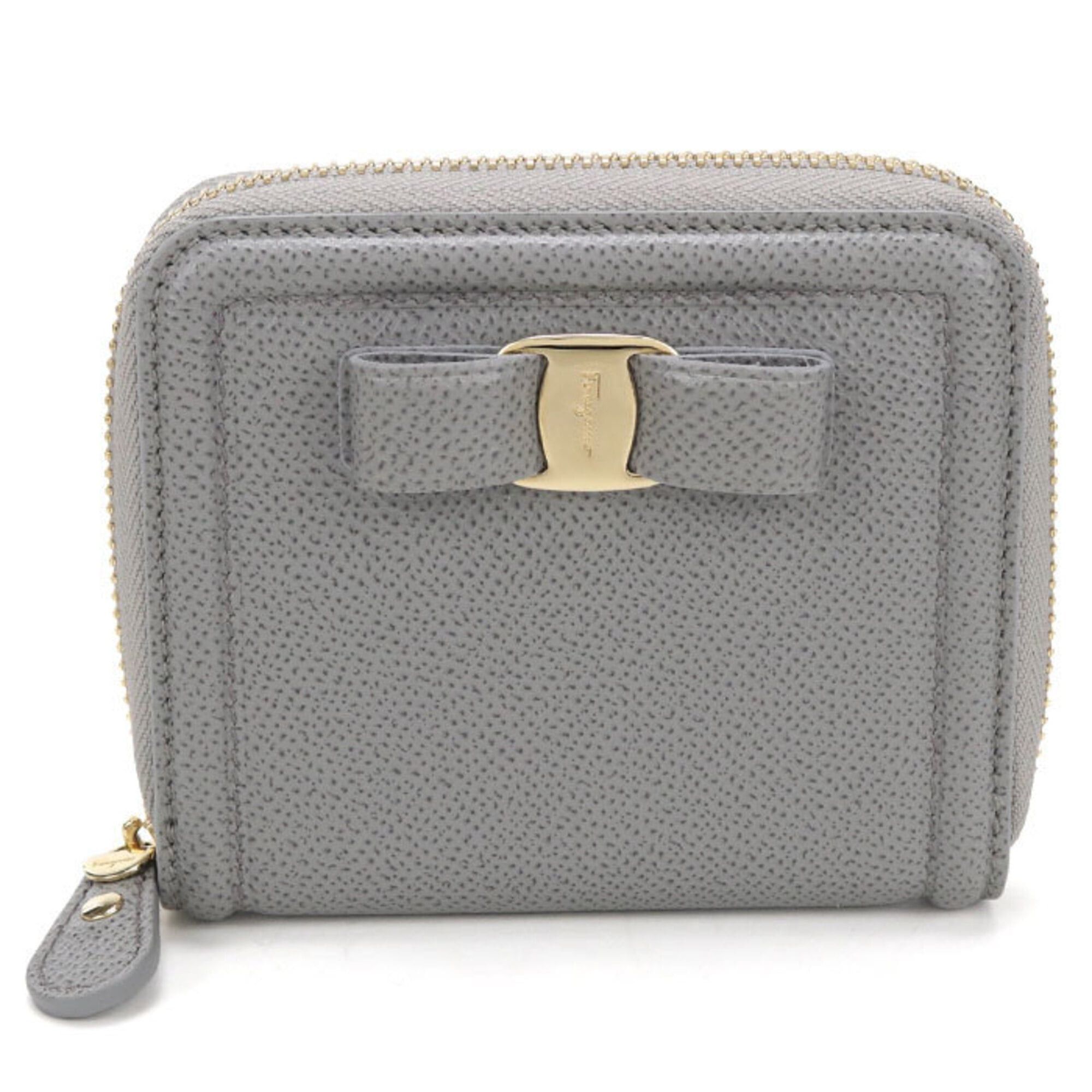 Salvatore Ferragamo Salvatore Ferragamo FERRAGAMO Ferragamo Round Zip Wallet 22 D156 Vara Women's Gray Size ONE SIZE - 1 Thumbnail