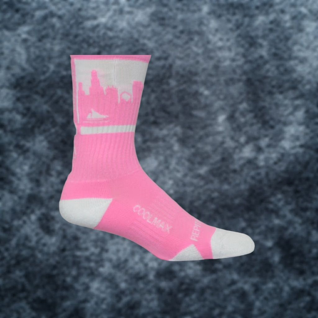 Pinko Rep It City Chicago Pink White CoolMax Basketball Socks Mens Socks M/L Size ONE SIZE - 1 Thumbnail