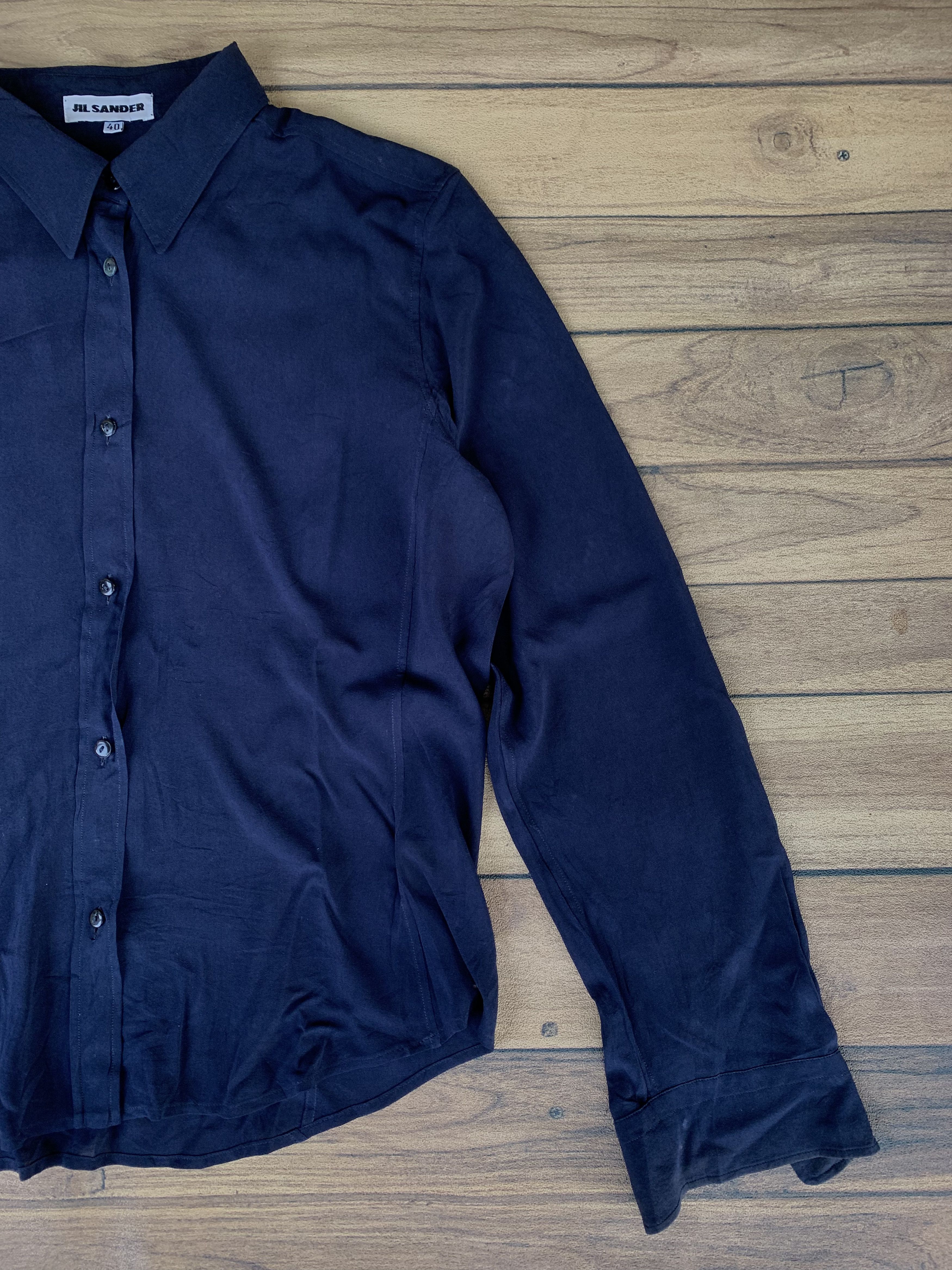 Jil Sander Jil sander silk navy button up long sleeve Size S / US 4 / IT 40 - 1 Thumbnail