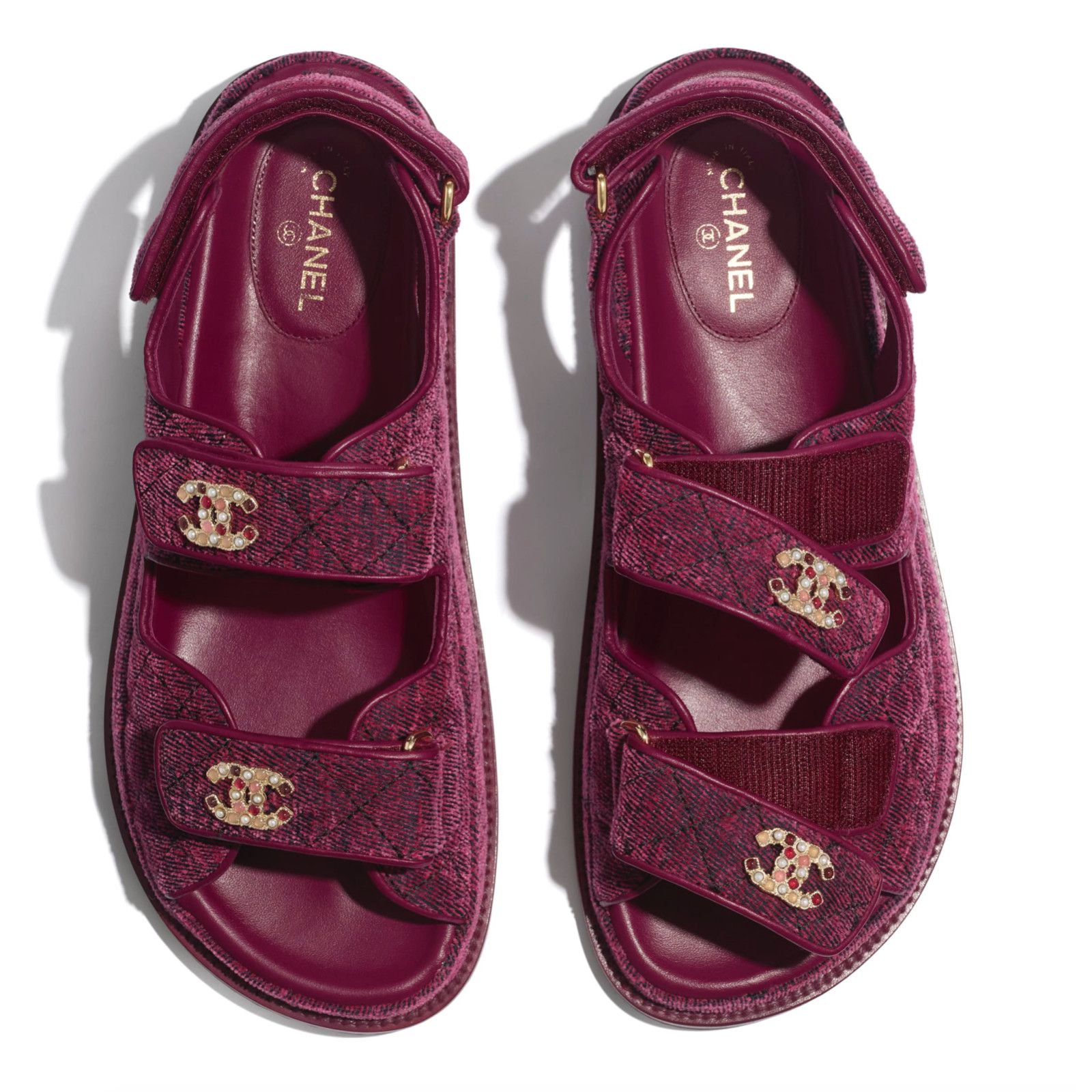 Chanel Chanel 21A Pink Velvet Denim CC Logo Mule Slide Strap Flat Size US 8.5 / IT 38.5 - 7 Thumbnail