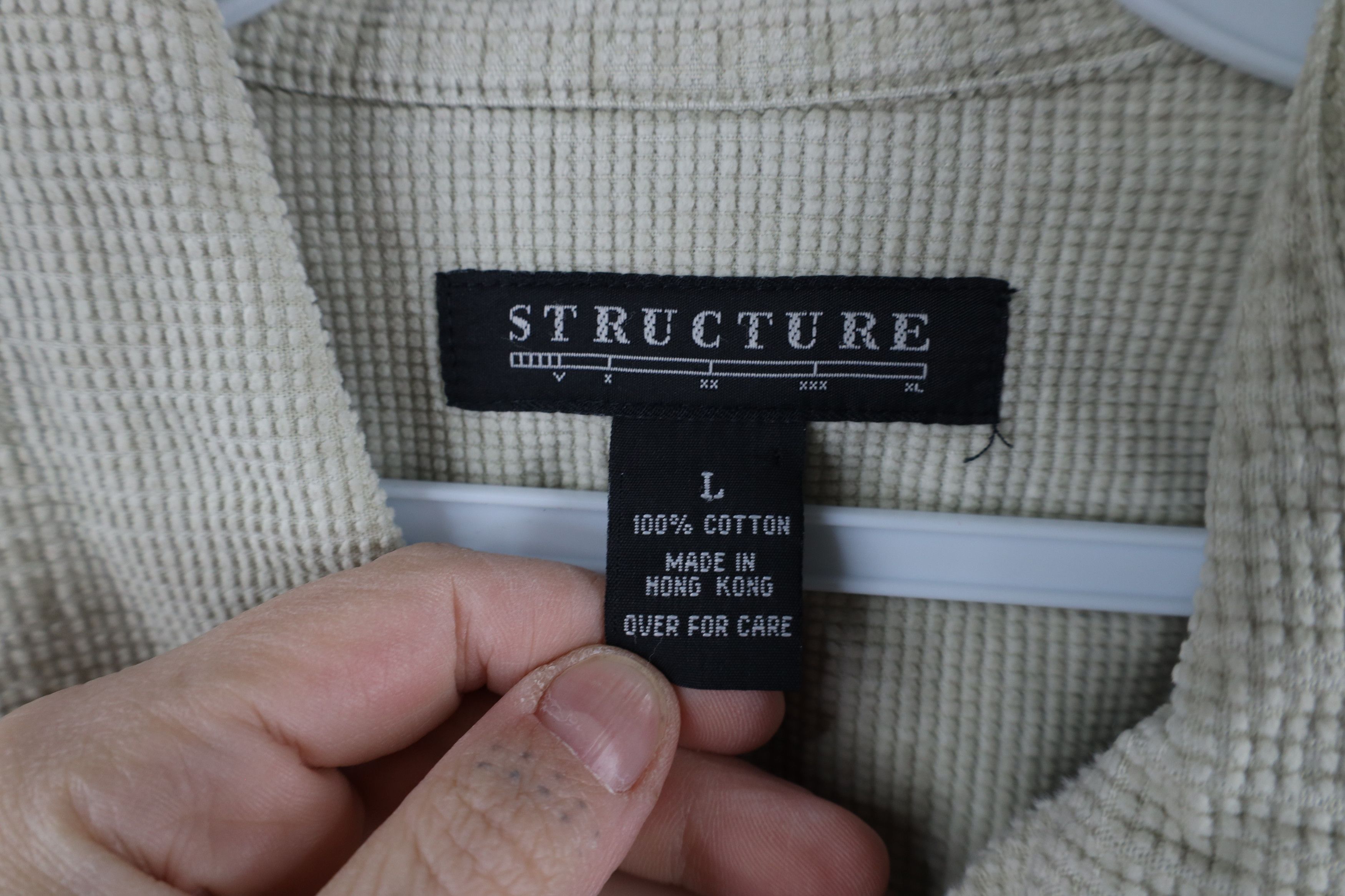 Vintage Vintage 90s Streetwear Corduroy Collared Button Shirt Beige Size US L / EU 52-54 / 3 - 7 Thumbnail