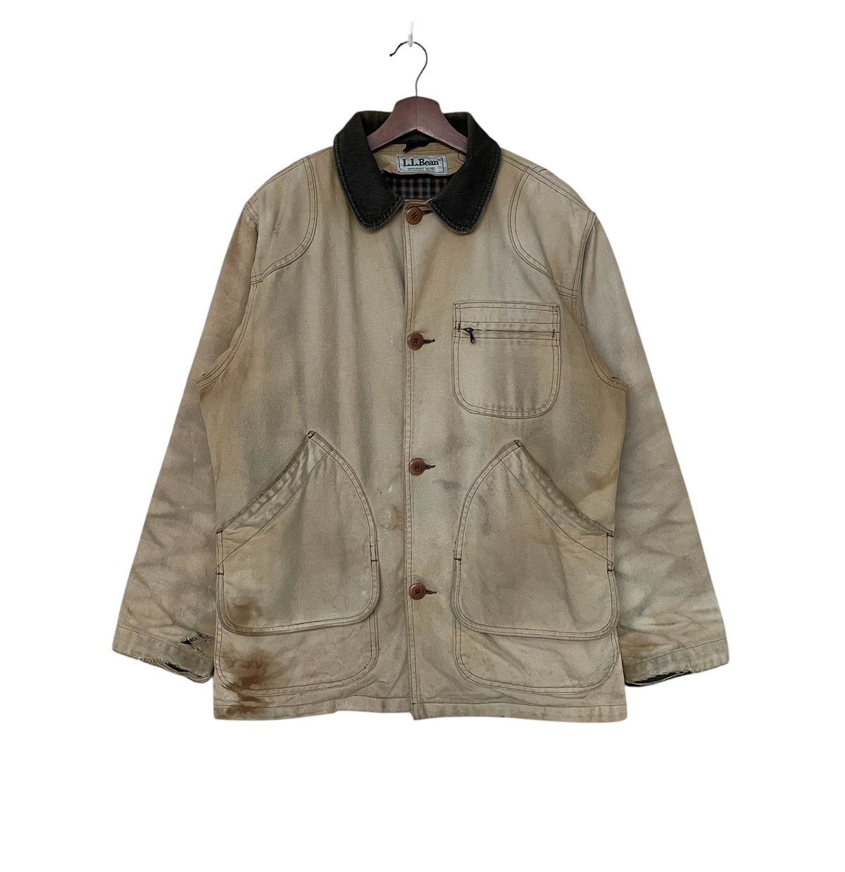 L.L. Bean × Vintage Vintage Brand L.L Bean Distressed Chore Jacket 1990s Size US S / EU 44-46 / 1 - 1 Thumbnail