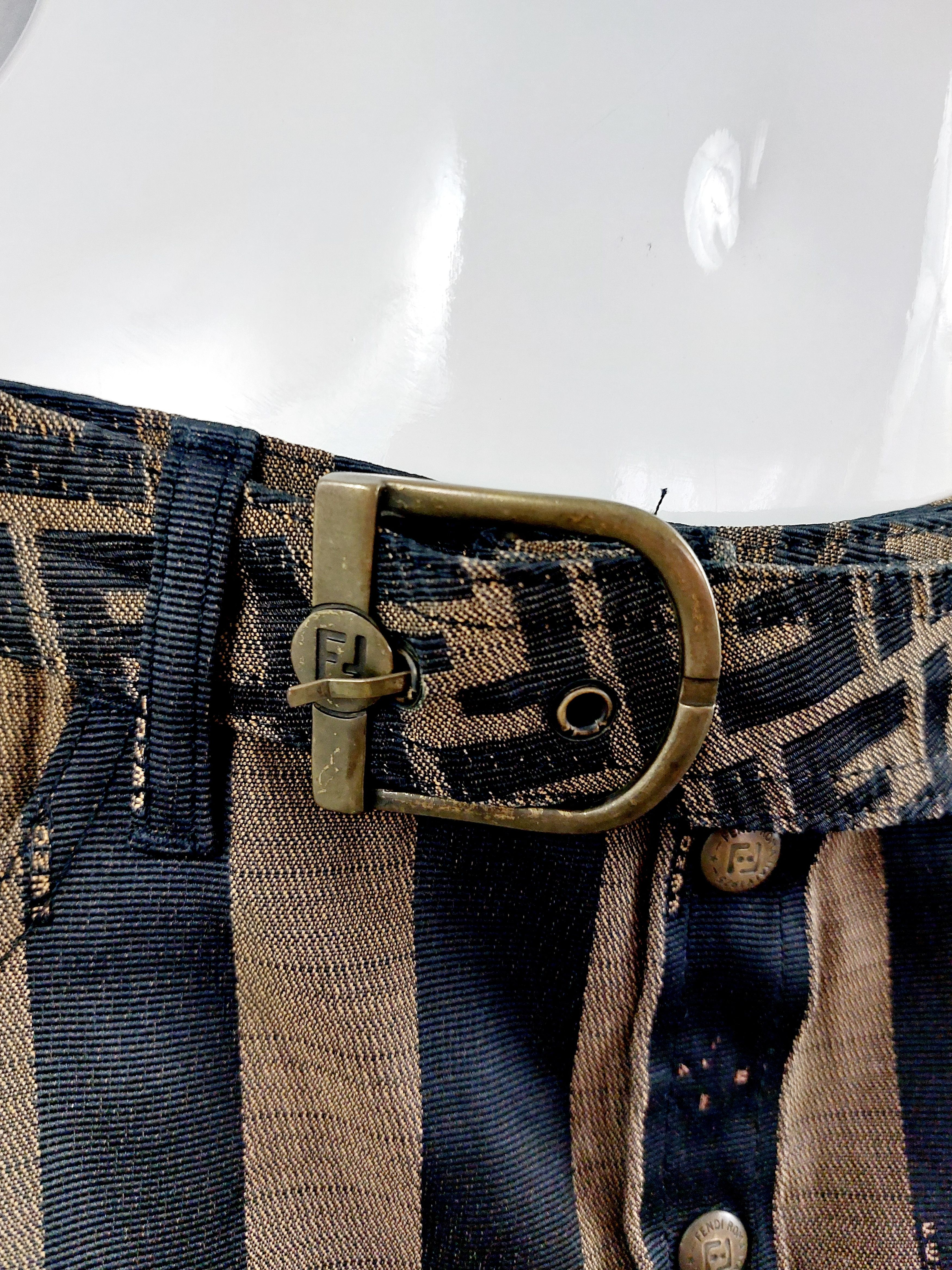 Fendi Fendi Zucca FF Belted Monogram FF 90’s Mini Pencil Skirt Size 32" / US 10 / IT 46 - 4 Thumbnail