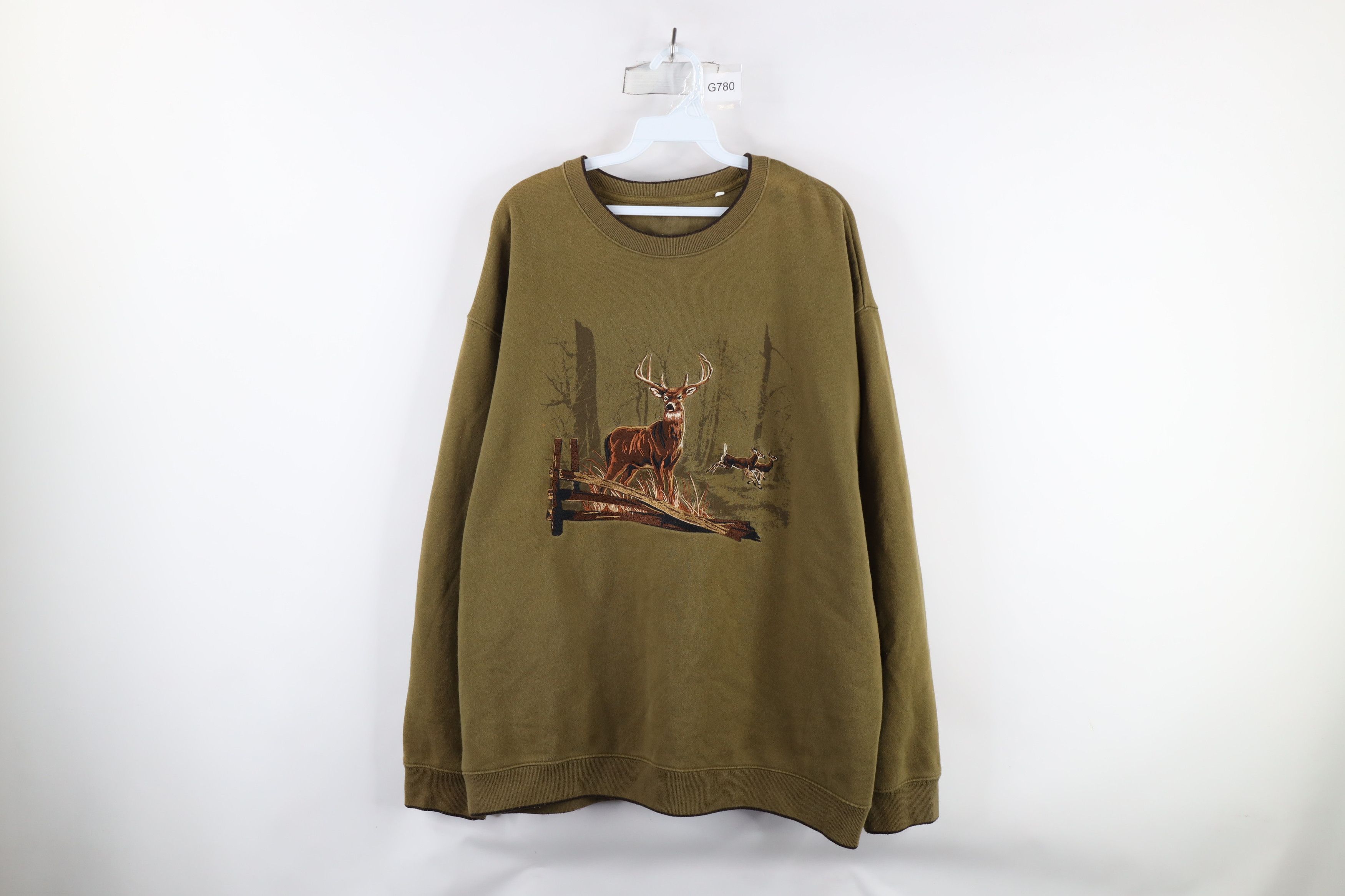 Vintage Vintage 90s Streetwear Buck Nature Crewneck Sweatshirt Green Size US L / EU 52-54 / 3 - 1 Thumbnail