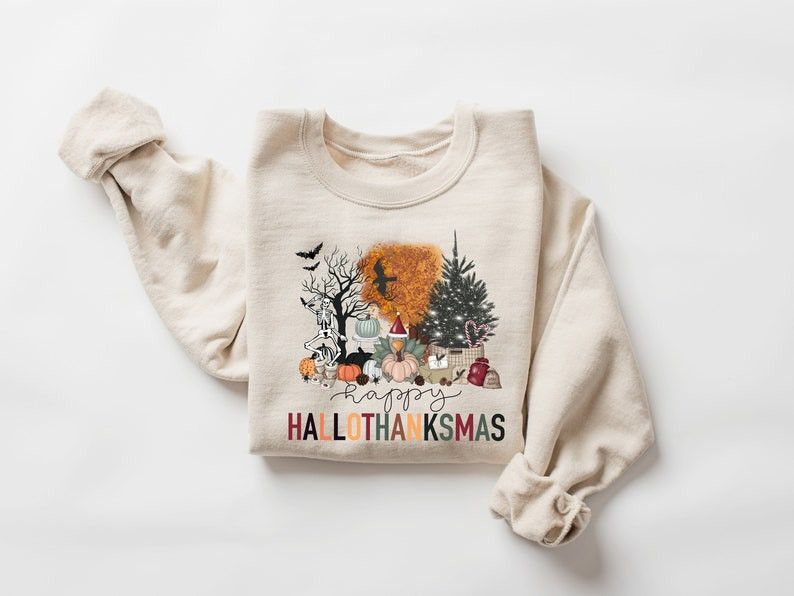 Designer Happy Hallothanksmas Sweatshirt Size M / US 6-8 / IT 42-44 - 1 Thumbnail