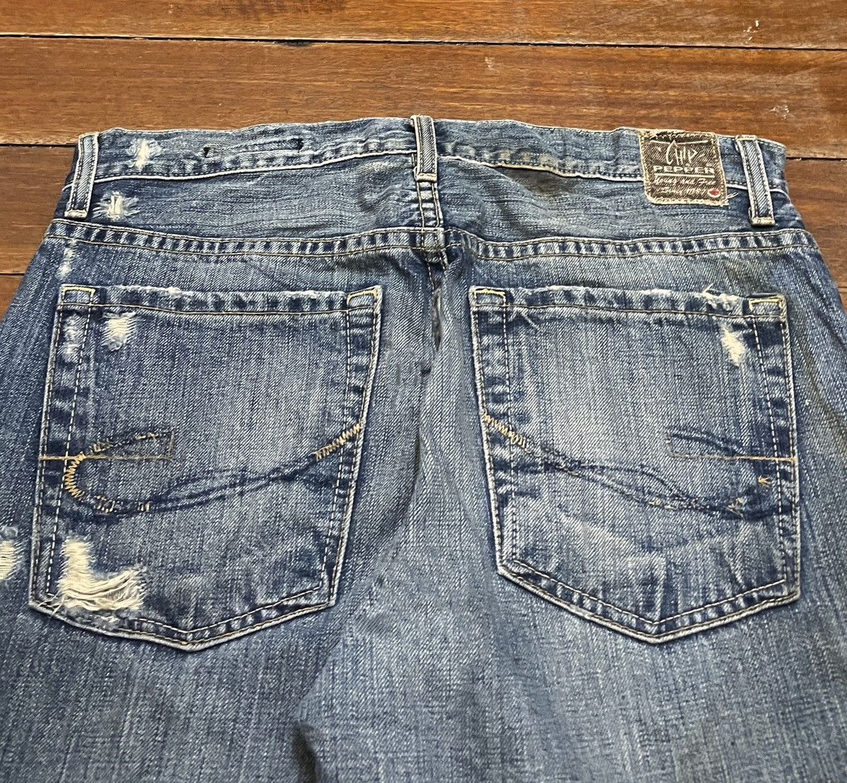 Le Grande Bleu (L.G.B.) Rare Vintage Japanese Brand Chip Pepper Flared Jeans 1990s Size US 31 - 4 Thumbnail