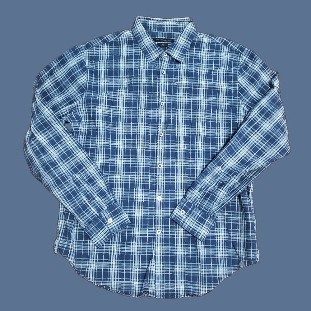John Varvatos John Varvatos Shirt Mens XL Blue Plaid Luxe Button Up Preppy Casual Size US XL / EU 56 / 4 - 1 Thumbnail