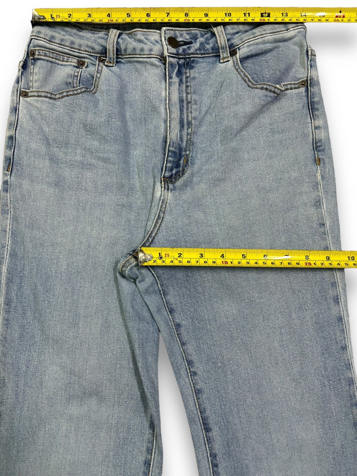 GU × Undercover Japanese Brand GU Blue Washed Flare Bell Bottom Jeans Size US 28 / EU 44 - 14 Thumbnail