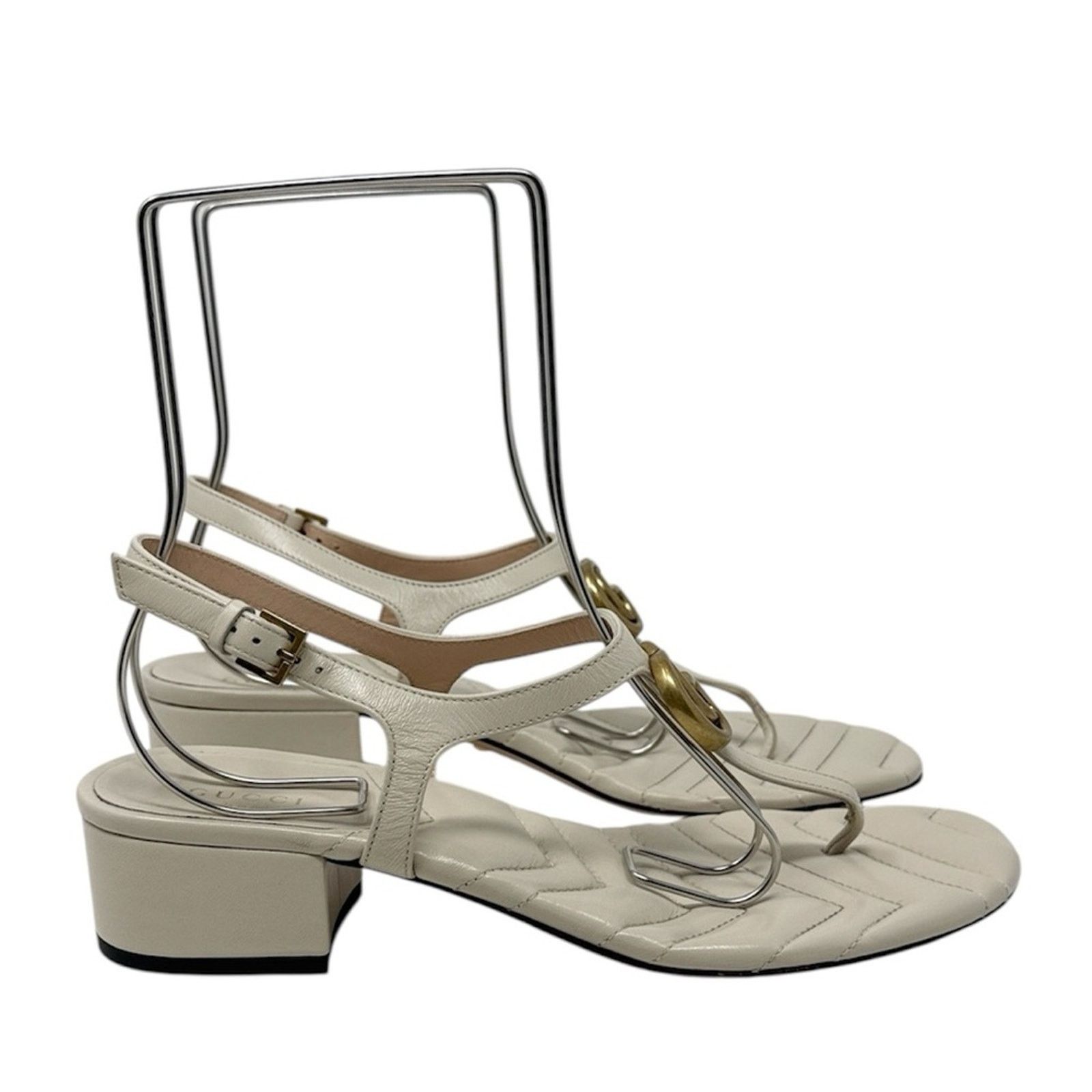 Gucci Gucci Marmont GG Mystic White Block Heel Sandals Size 39.5 Size US 9.5 / IT 39.5 - 3 Thumbnail