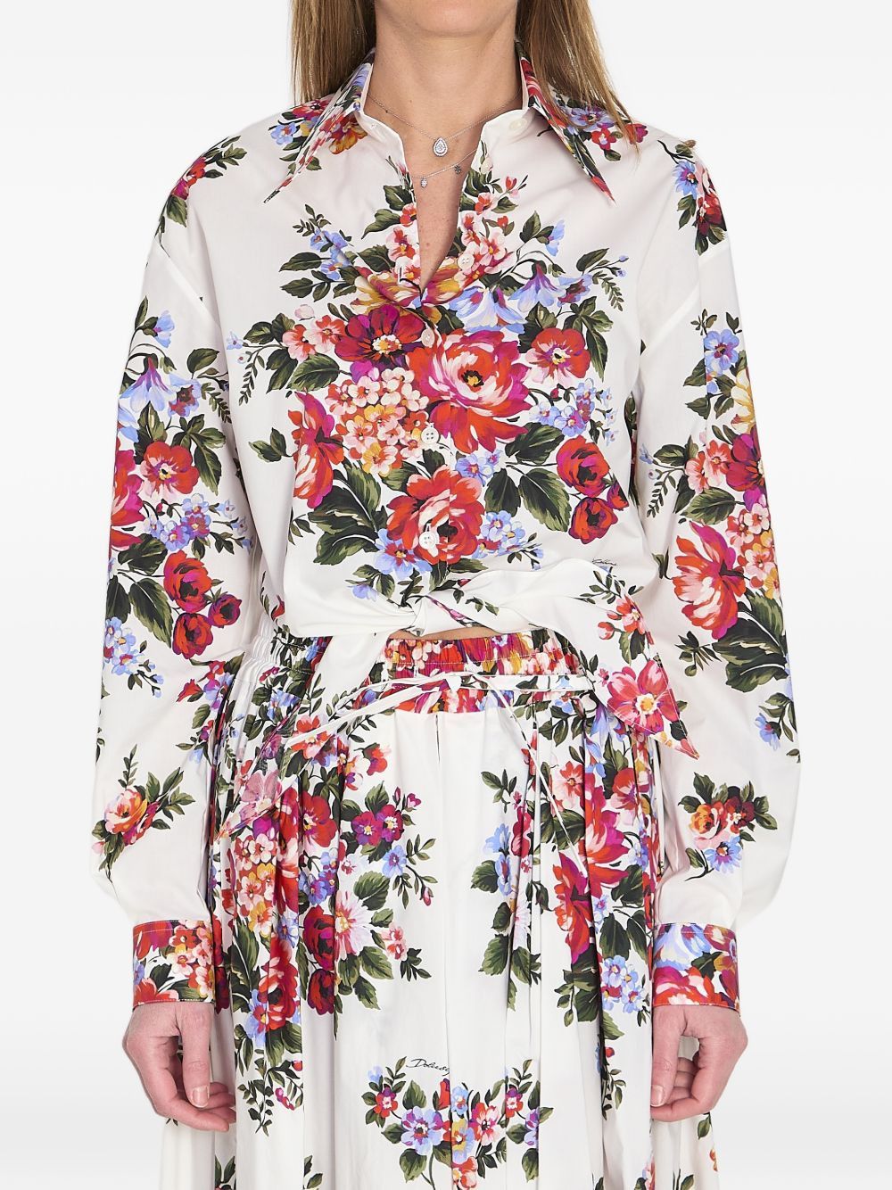 Dolce & Gabbana FLOWER PRINT COTTON SHIRT Size M / US 6-8 / IT 42-44 - 1 Thumbnail