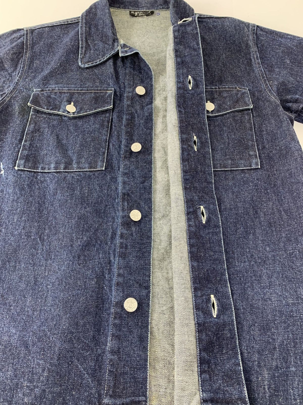 agnes b. 90s Agnes B Homme Type 2 Blue Indigo Trucker Western Jacket Size US S / EU 44-46 / 1 - 7 Thumbnail