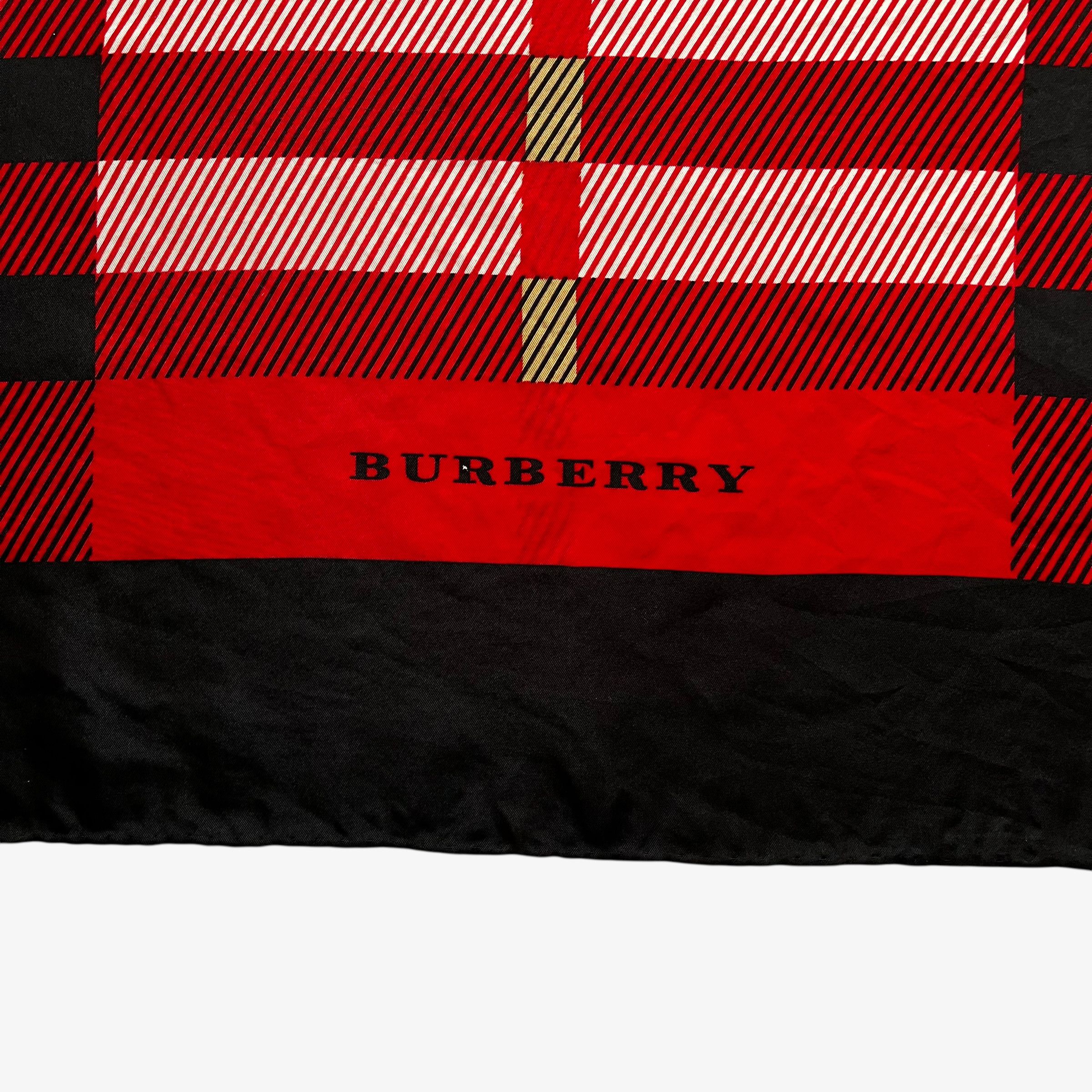 Burberry Vintage 90s Burberry Red Nova Check Print Silk Scarf Size ONE SIZE - 2 Thumbnail