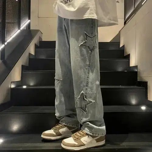 Japanese Brand × Jean Star Embroidery Straight Casual Men Jeans Size US 32 / EU 48 - 3 Thumbnail