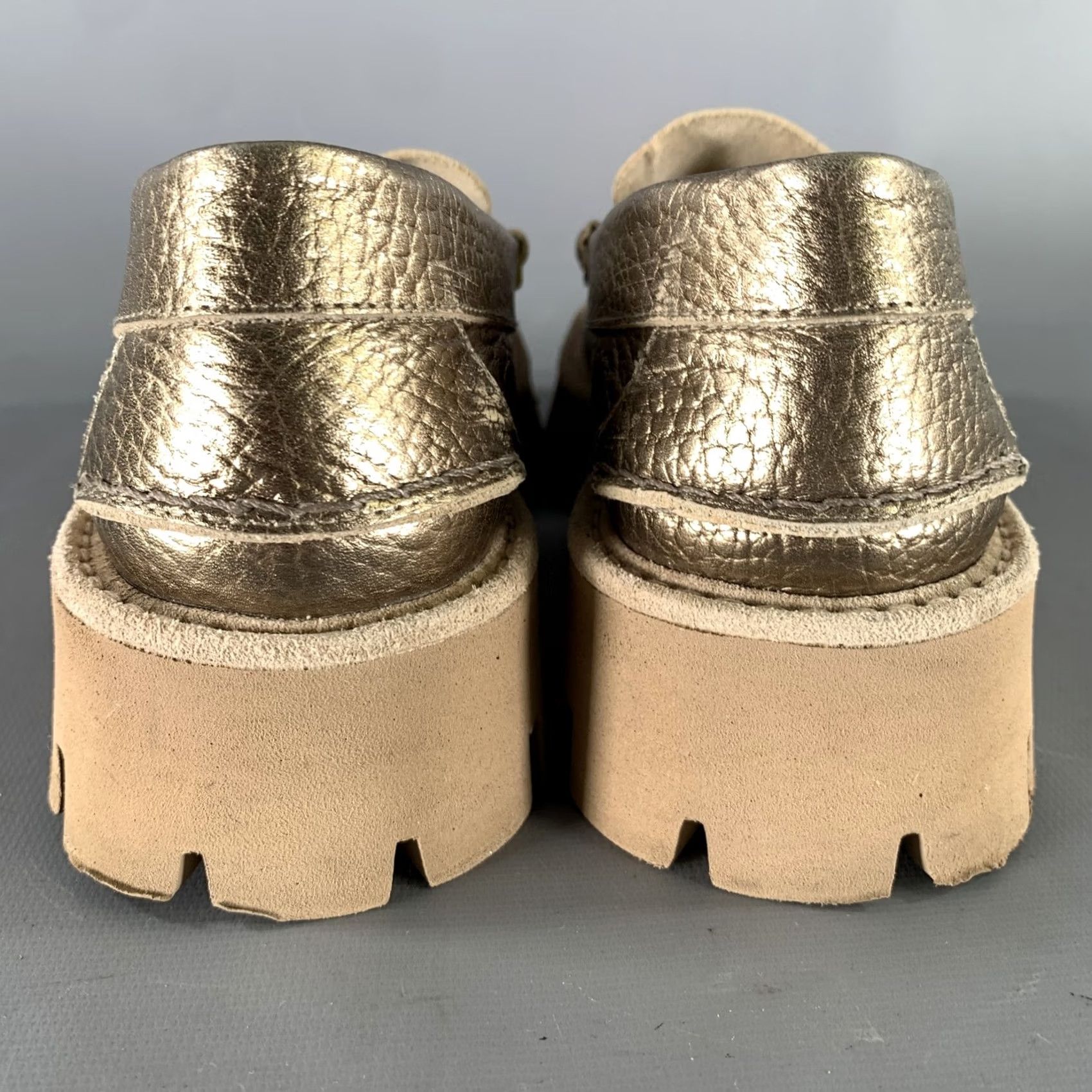 Pedro Garcia PEDRO GARCIA Loafer Flats Size 8 Gold Tan Metallic Pebble Grain Size US 8 / IT 38 - 3 Thumbnail