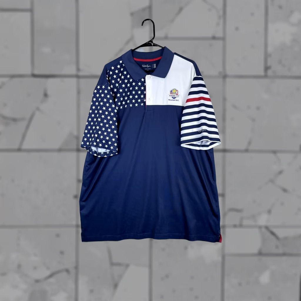 Vintage Walter Hagen Polo Shirt Mens 2XL Blue Stars Stripes 11 Majors Golf Border Cup Polo Shirt Mens 2XL Blue Stars Stripes 11 Majors Golf Border Cup Size US XXL / EU 58 / 5 - 1 Thumbnail