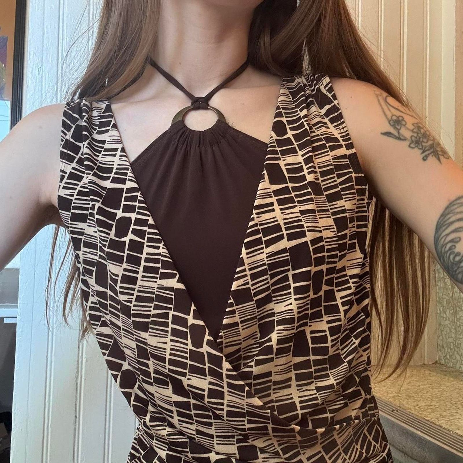 Vintage Vintage IN San Francisco Brown Layered Halter Dress Small Size S / US 4 / IT 40 - 2 Thumbnail