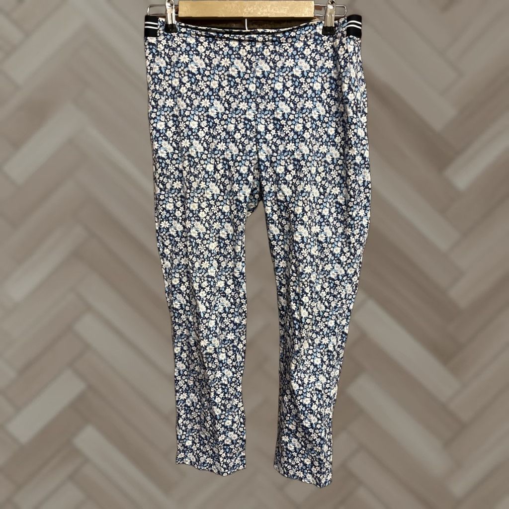 Uniqlo Uniqlo Pants Womens Blue Floral Pattern Size M Dress Pants Elastic Waist Stretch Size 32" / US 10 / IT 46 - 1 Thumbnail