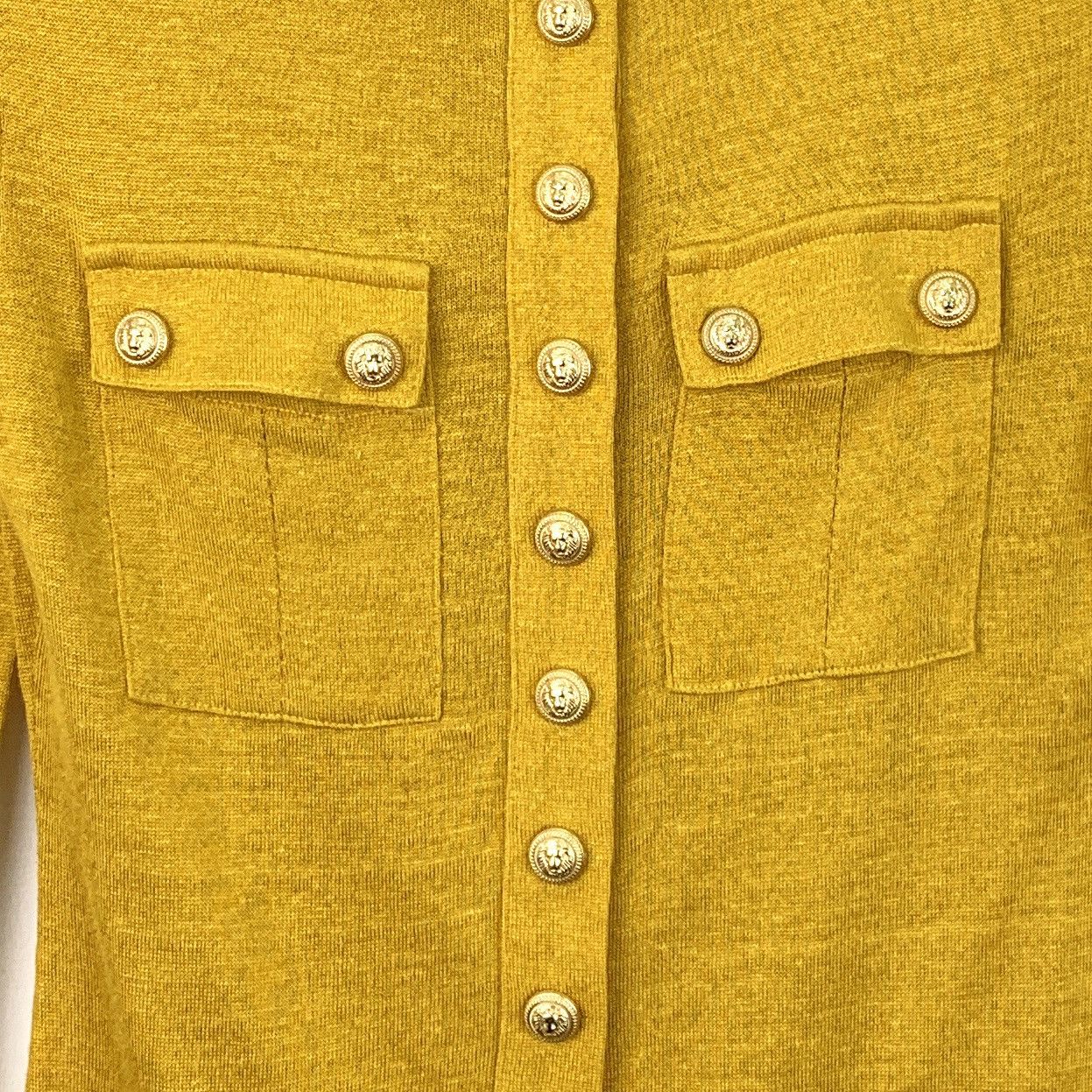 Balmain Balmain Yellow Wool Crew Neck Long Sleeve Knit Sweater K26WX Size XXS / US 00 / IT 34 - 4 Thumbnail