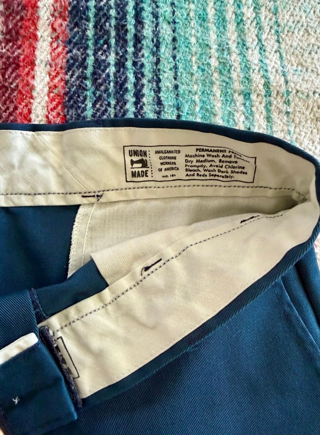 Vintage 70s Union Made Blue Work Pants 33x26.5 Size US 33 - 5 Thumbnail