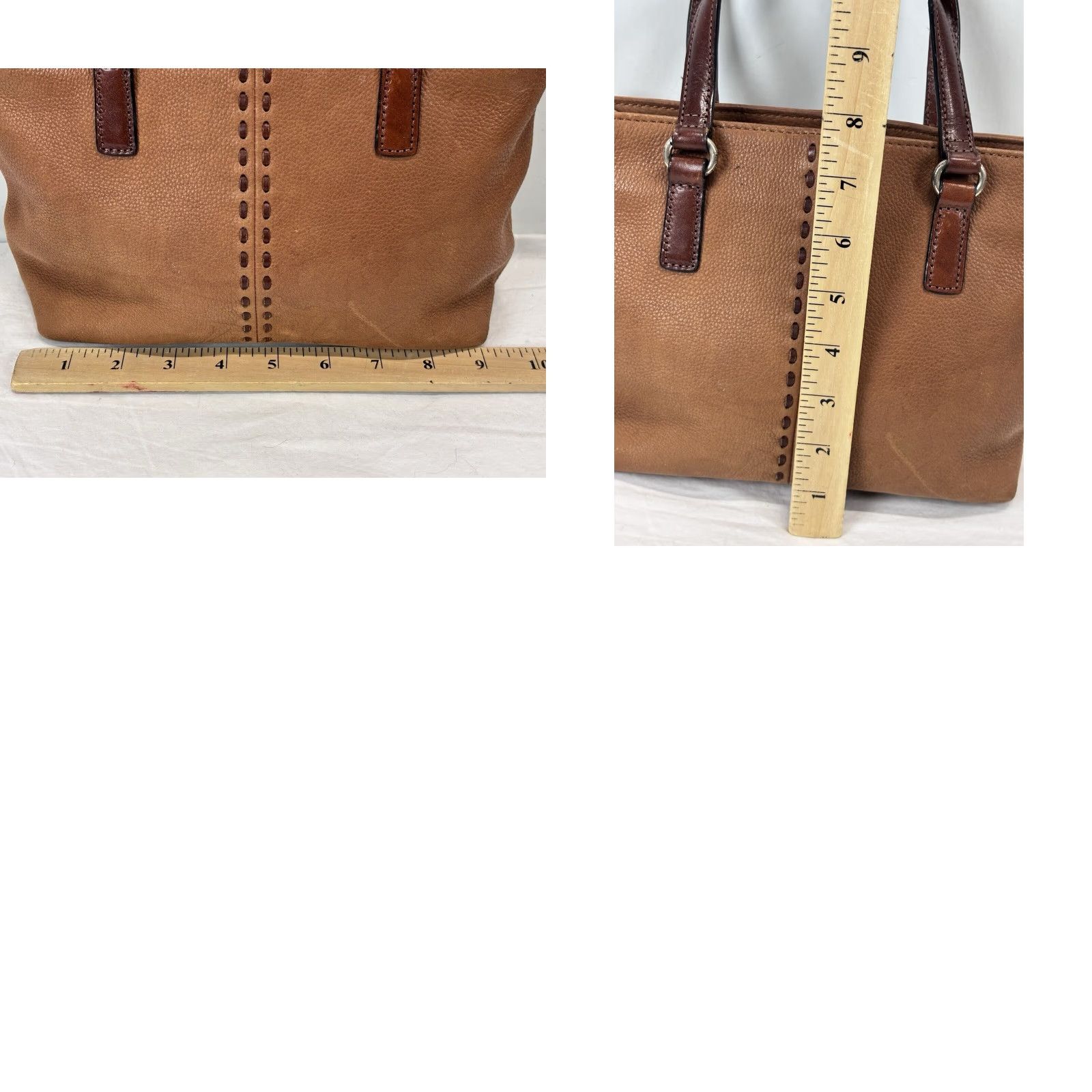 Fossil VINTAGE Fossil Satchel Bag Women Mini Brown Leather Y2K 90s Purse 3 Compartment Size ONE SIZE - 8 Thumbnail