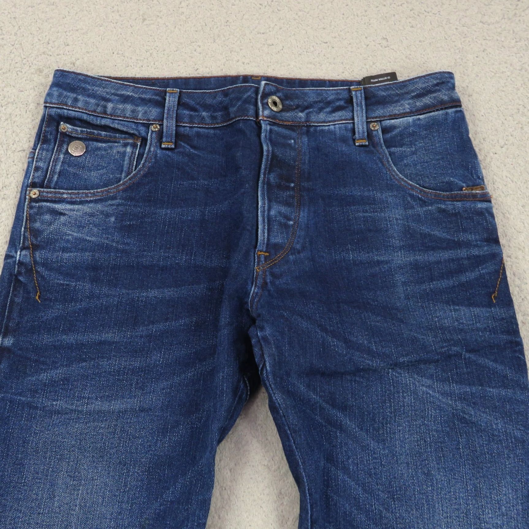 G-Star G Star Raw Jeans Men 32x32 ARC 3D Slim Dark Wash Indigo Fades Button Fly Stretch Jeans 32 Slim Blue Mens Size US 32 / EU 48 - 6 Thumbnail