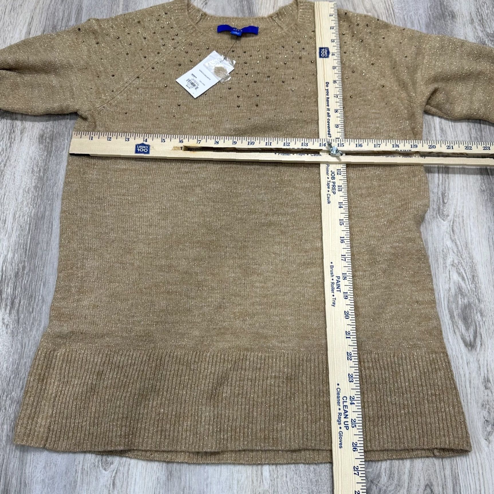 Apt. 9 Apt. 9 Sweater Pullover Women Long Sleeve Knit Rhinestone Acrylic Tan L NWY Size L / US 10 / IT 46 - 2 Thumbnail