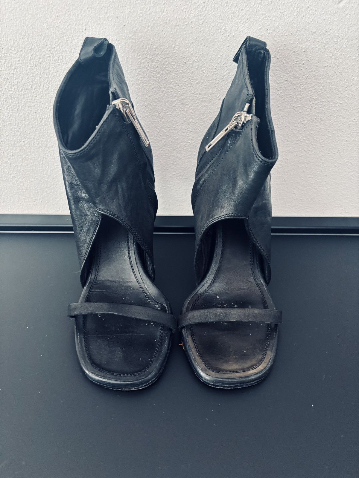 Black leather sandals