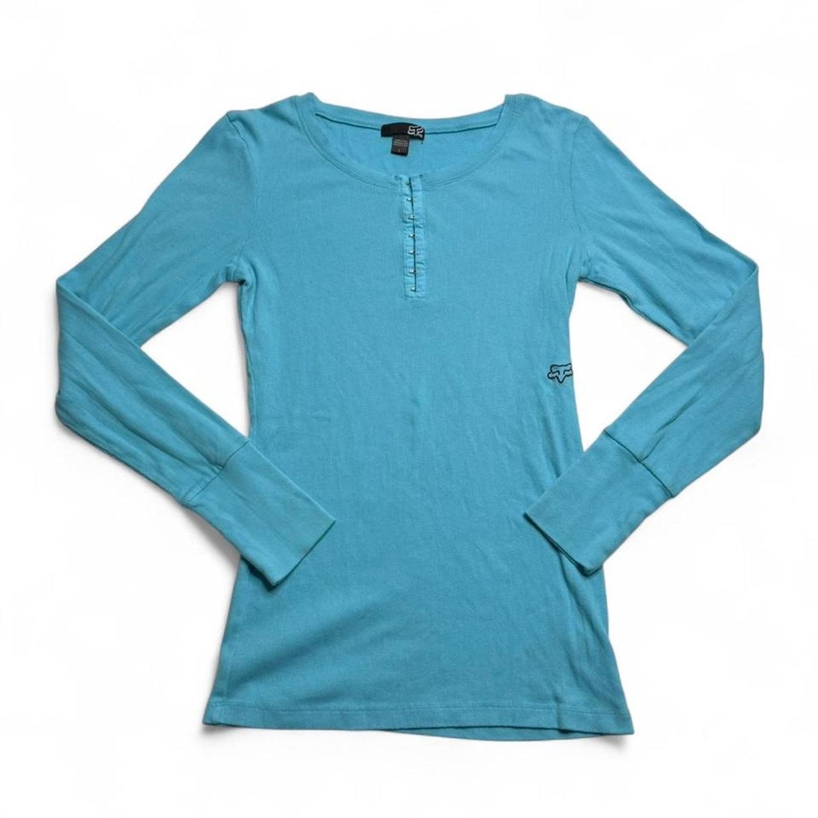 Fox Racing Fox Racing Blue Henley 100%Cotton Fox Riders Co Top Size L Size L / US 10 / IT 46 - 5 Thumbnail