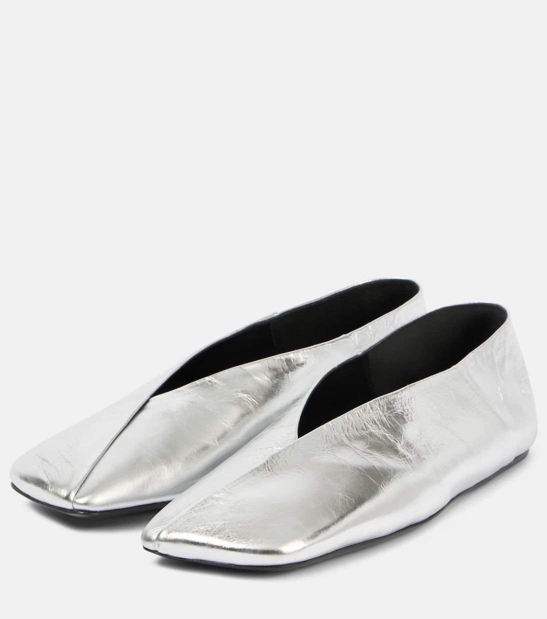 Jil Sander o1loc1c0426 Metallic Leather Ballet Flats in Silver Size US 5 / IT 35 - 3 Thumbnail