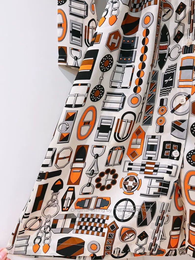 Hermes Hermes Silk Printed Shirt Dress Size XXS / US 00 / IT 34 - 4 Thumbnail