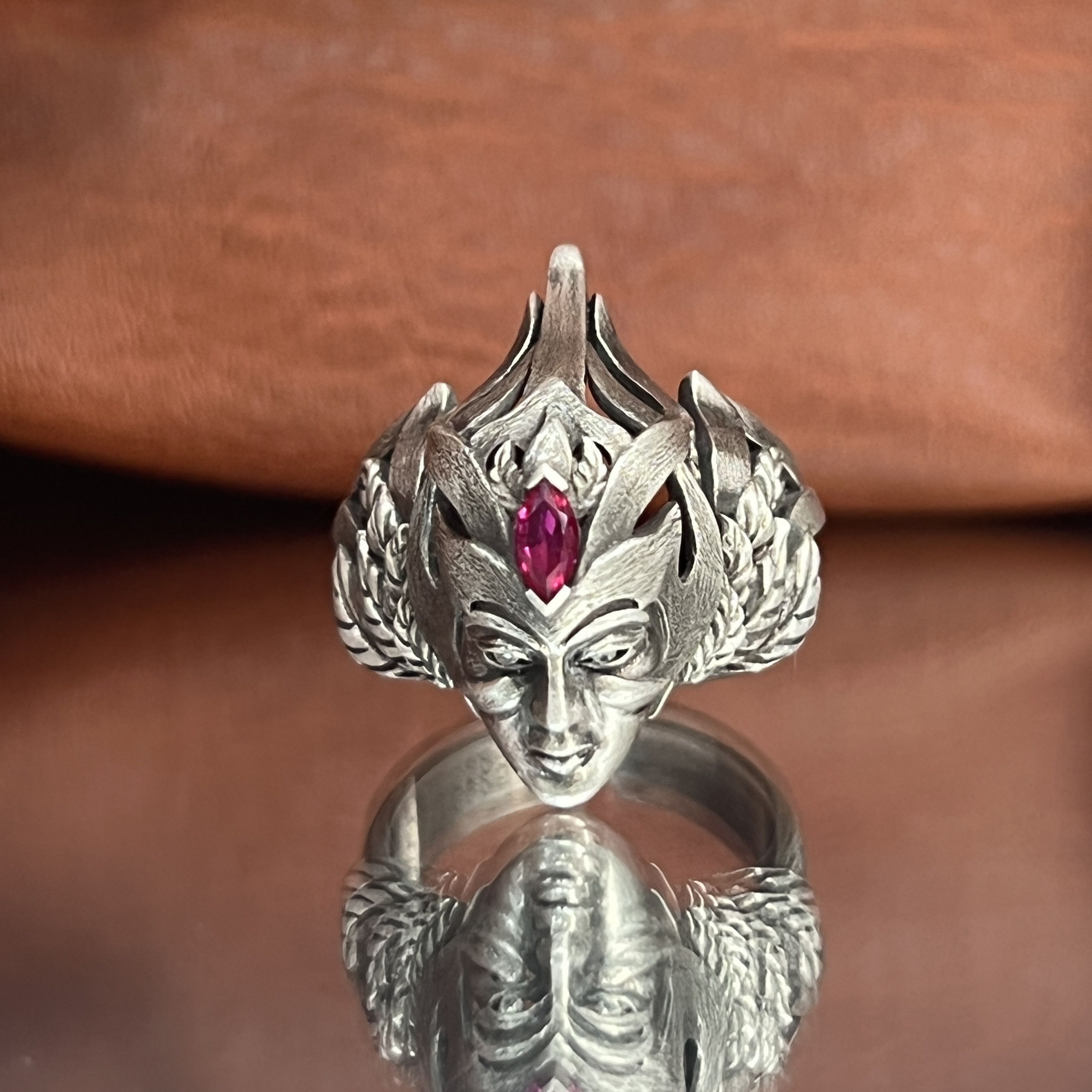 Jewelry SIZE 10 S925 Silver Wire Drawing Medusa Ring Size ONE SIZE - 6 Thumbnail