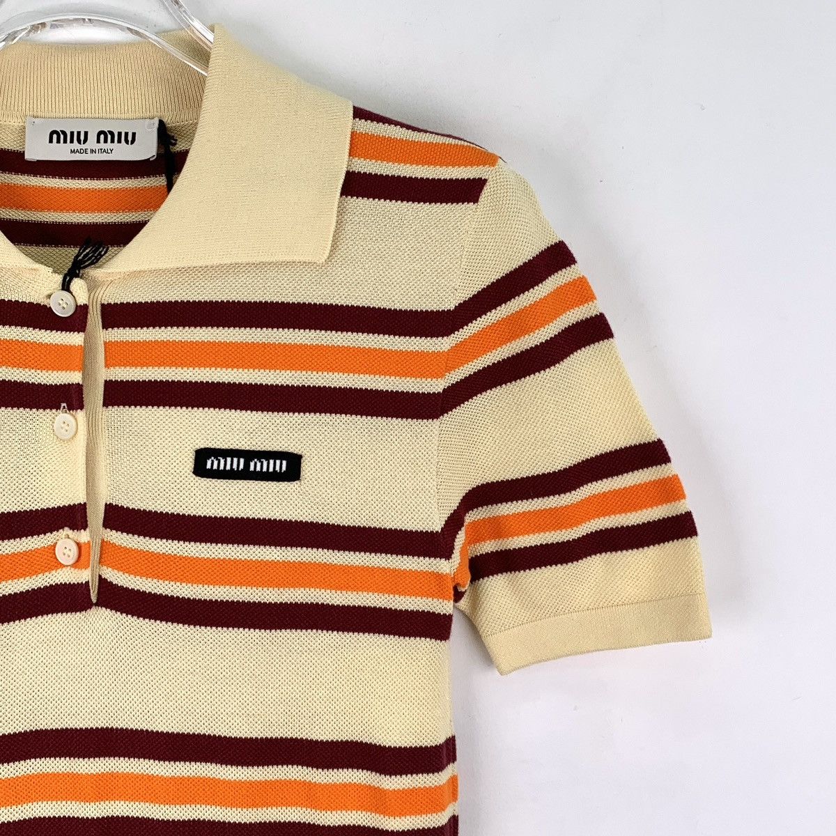 Miu Miu Miu Miu Striped Lapel Short Sleeve Knit Dress K26WX Size S / US 4 / IT 40 - 3 Thumbnail