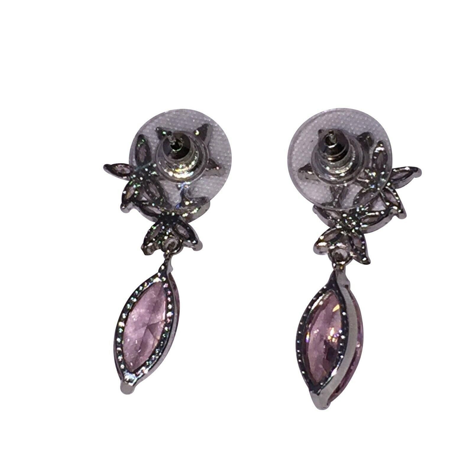 Designer Pink Faceted Crystal Earrings with White Chrome Plating Size ONE SIZE - 3 Thumbnail