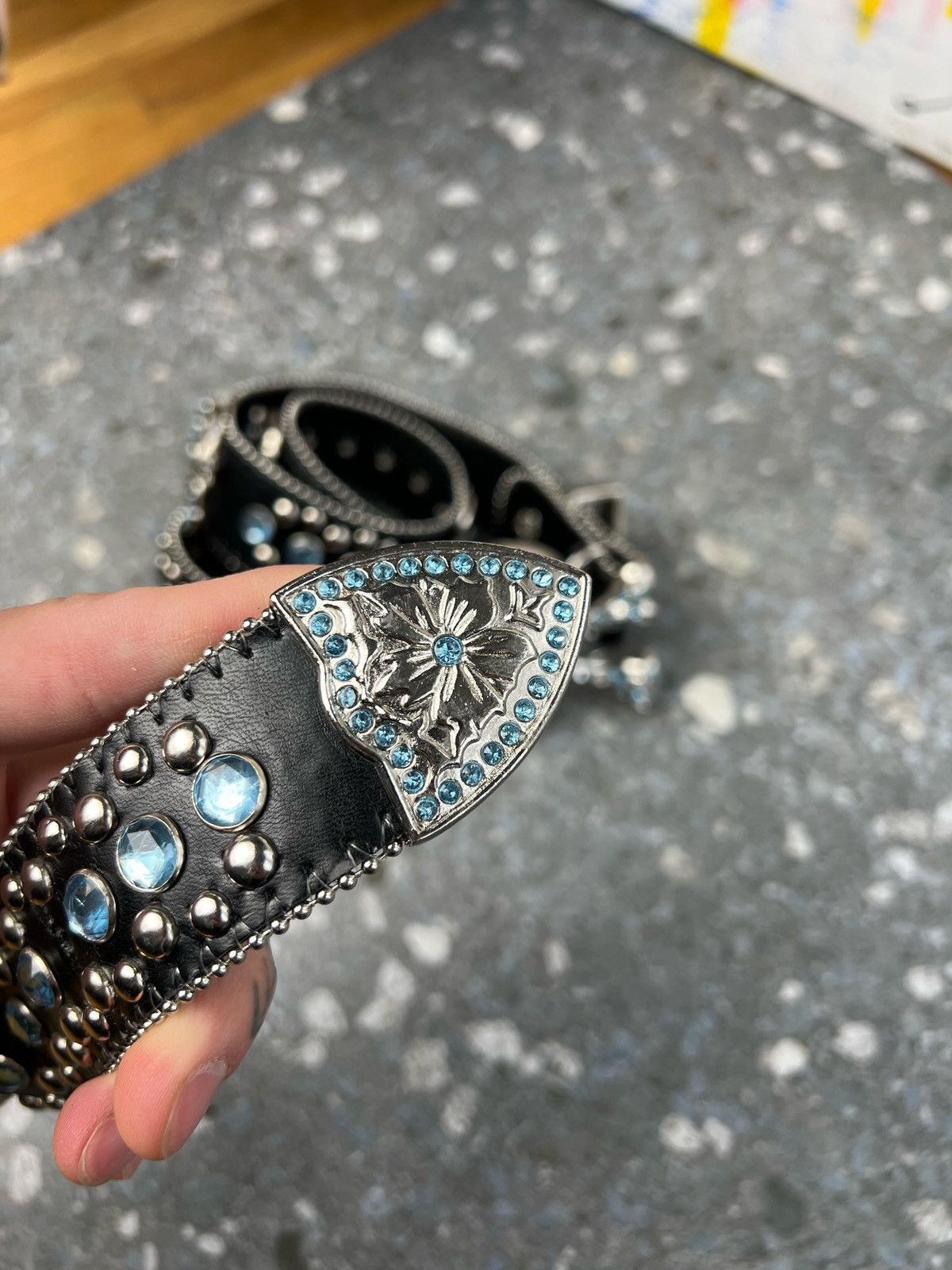 Japanese Brand × Vintage Rhinestone Skull Buckle Belt crystals Size ONE SIZE - 6 Thumbnail