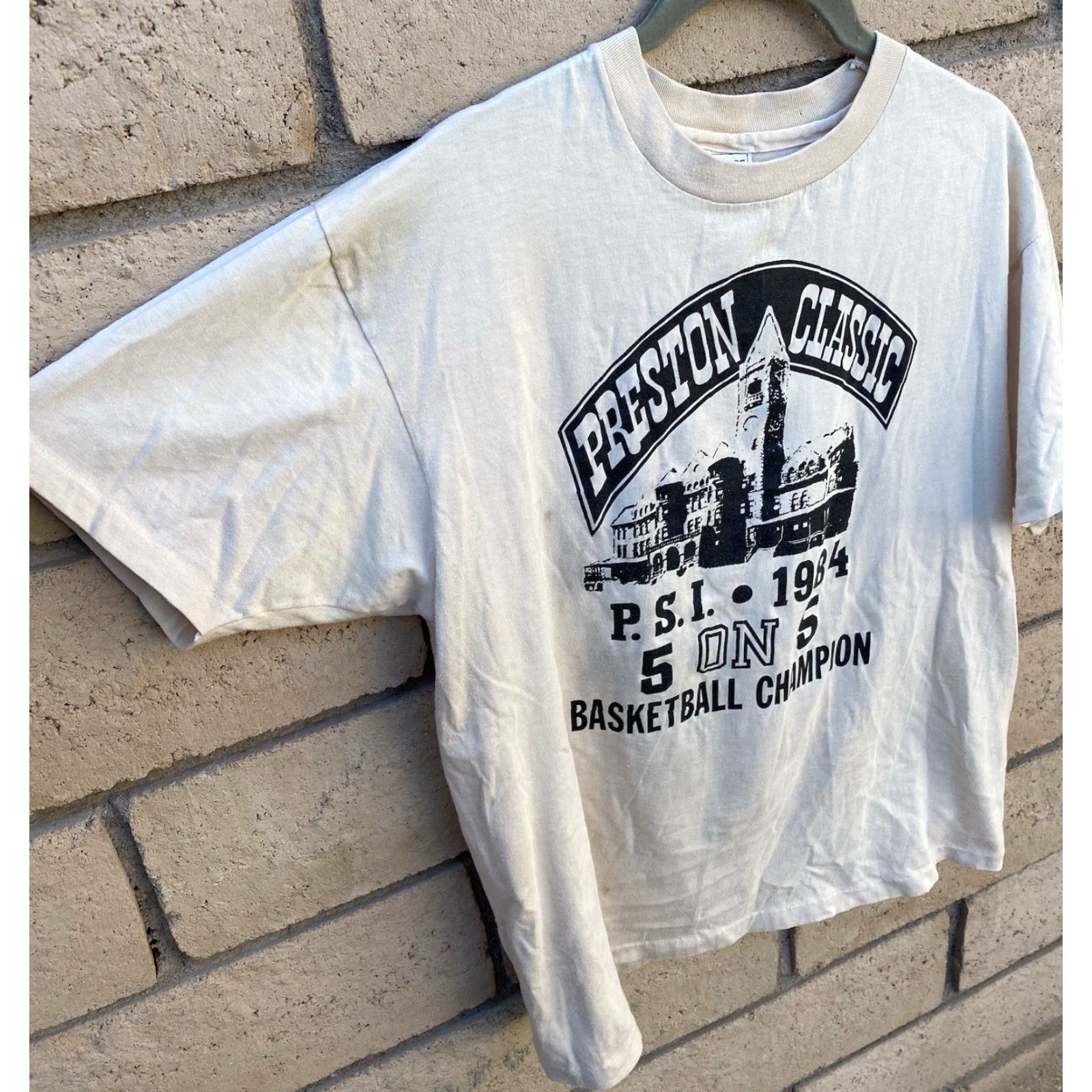 Hanes VINTAGE Hanes Preston Classic PSI 5 On 5 Basketball Champion T Shirt XL Beige 80s 1980s Mens Tee Size US XL / EU 56 / 4 - 3 Thumbnail
