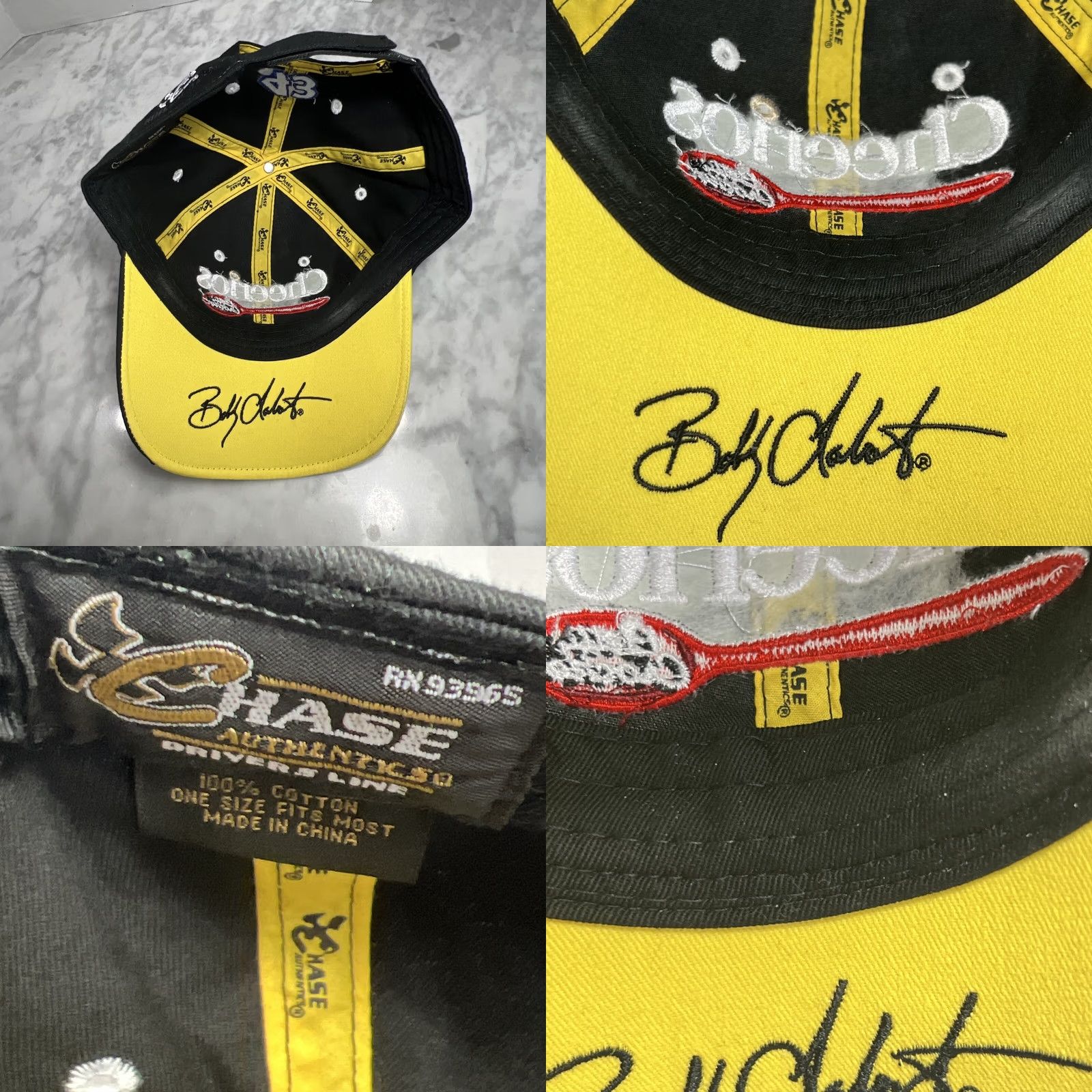 Chase Authentics NASCAR Chase Authentics Hat #43 Cheerios Bobby Lamonte Petty Racing Adjustable Black Men Baseball Cap Size ONE SIZE - 8 Thumbnail