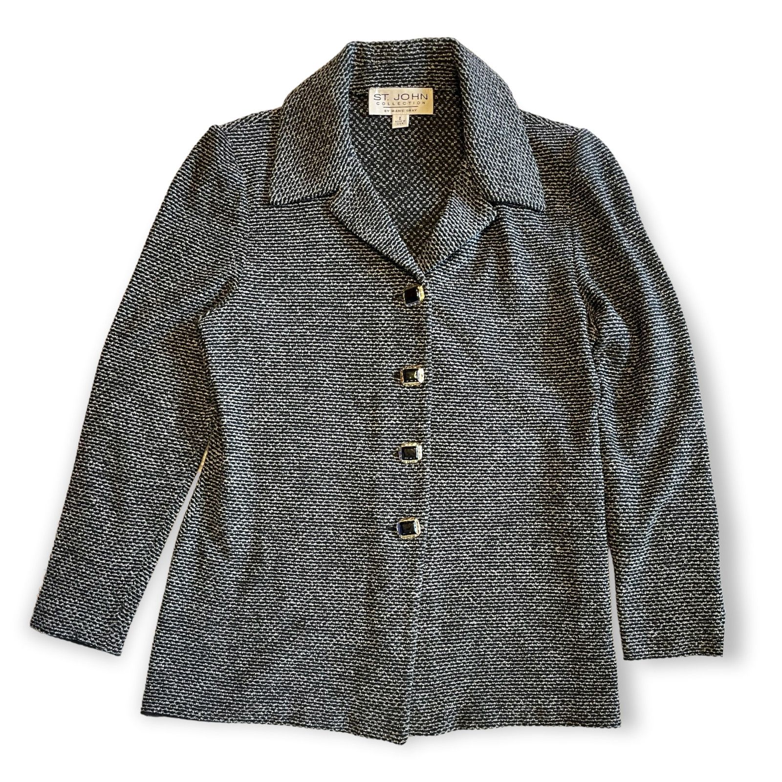 image of St John Couture Vintage St John Gray Tweed Shacket Size 2 Euc in Grey, Women's