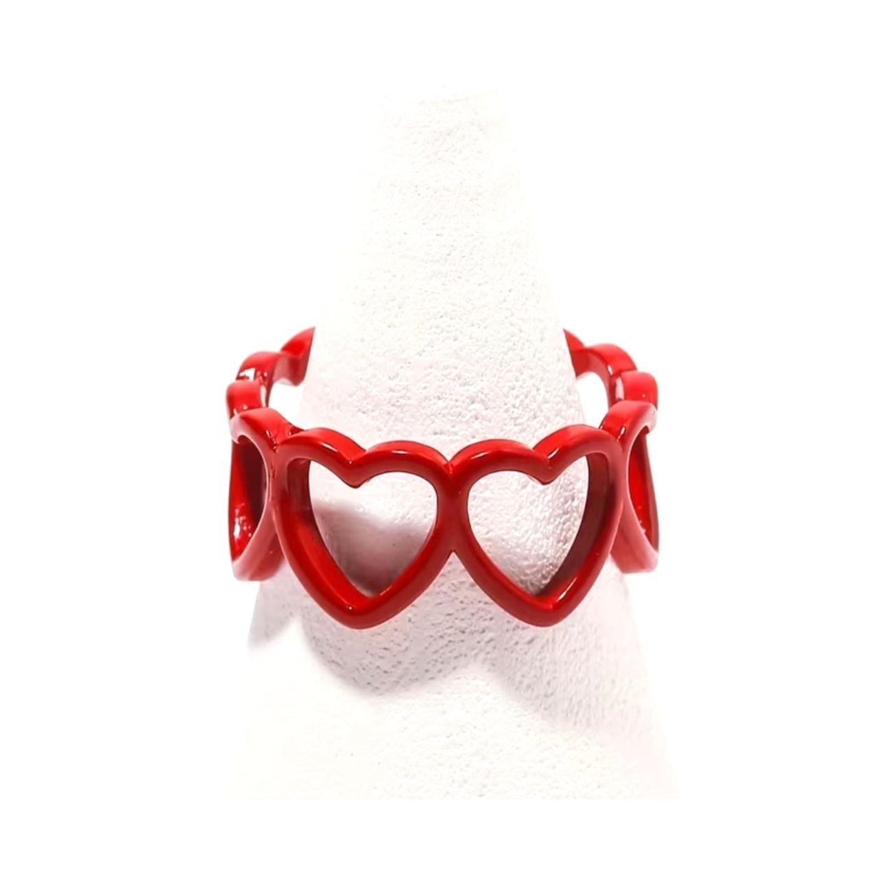 Other Vintage Inspired Hollow Heart Shaped Adjustable Ring Red Size ONE SIZE - 6 Thumbnail