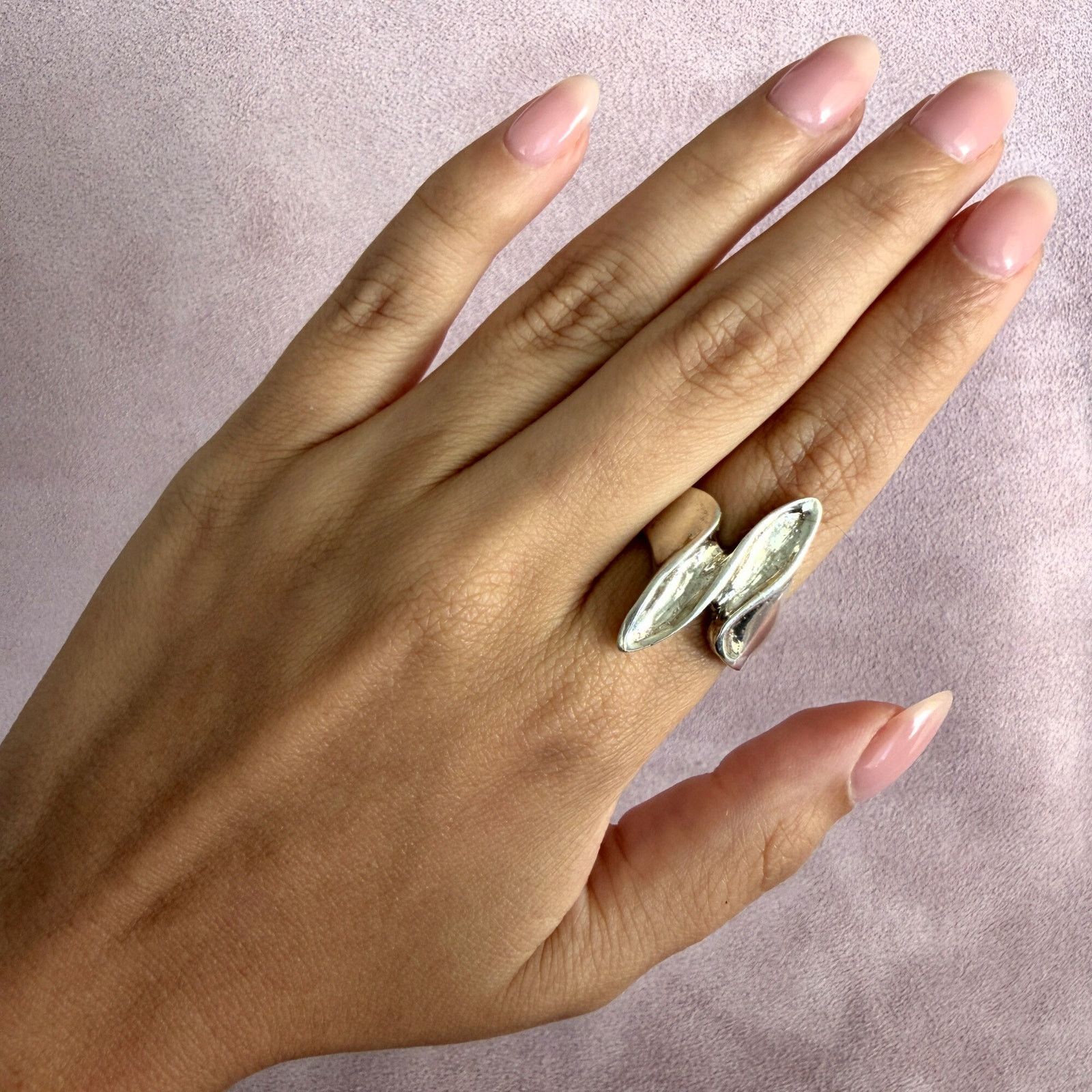 Sterling Silver sterling silver vintage unique elongated ring size 9.5 Size ONE SIZE - 2 Thumbnail