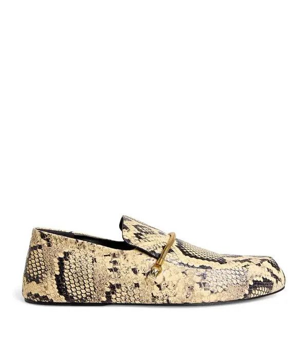 Jil Sander o1loc1c0426 Leather Snakeskin Effect Loafers in Beige Size US 7 / IT 37 - 1 Thumbnail