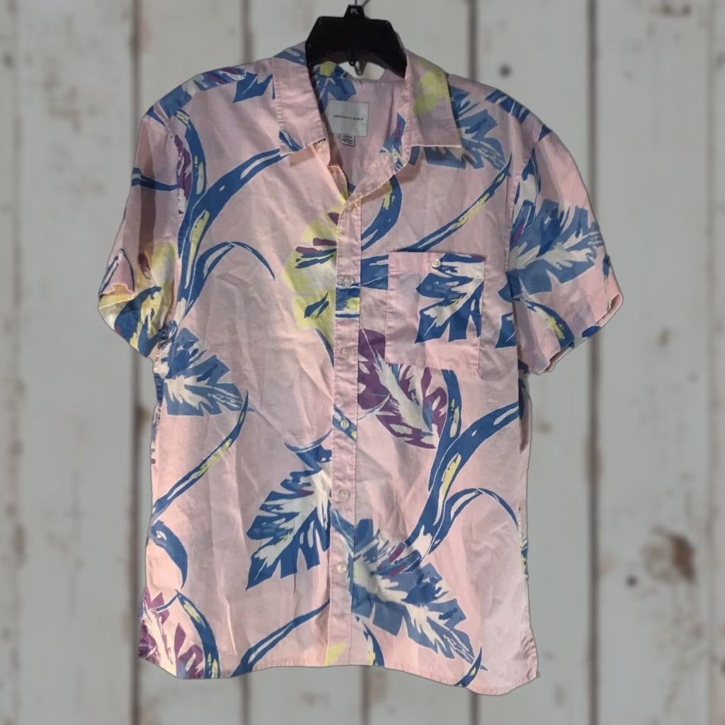 American Eagle Outfitters American Eagle Mens Hawaiian Button-Up Shirt XL Multicolor Floral Casual Summer Spring Fall Size US XL / EU 56 / 4 - 1 Thumbnail